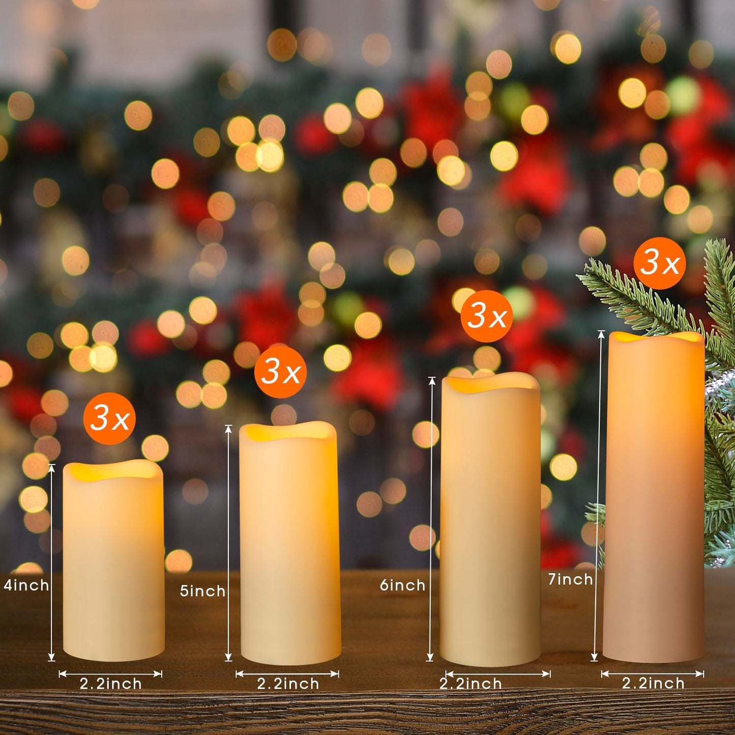 Metaku Flameless Flickering Candles Battery Operated LED Candles Set of 12 Ivory with Remote & Timer for Halloween, Christmas, Bedroom, Home, Wedding, Birthday Decoration D2.2'' x H4''5''6''7"