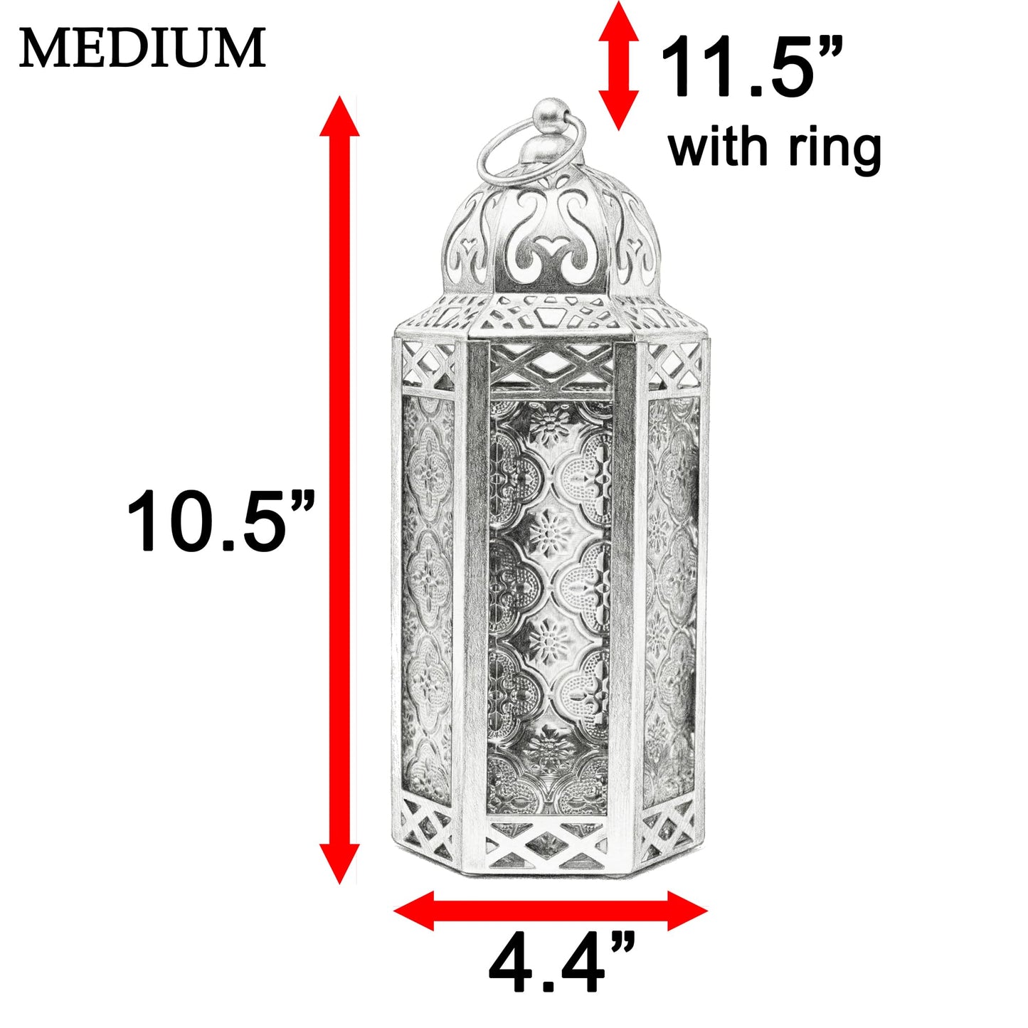 Vela Lanterns Decorative Indoor Moroccan Candle Holder & LED Fairy Lights -Twinkle Turkish Lamp, Fantasy Home Decor Table Centerpieces, Hanging Outdoor Patio Porch Wedding Ramadan (10.5", Clear)