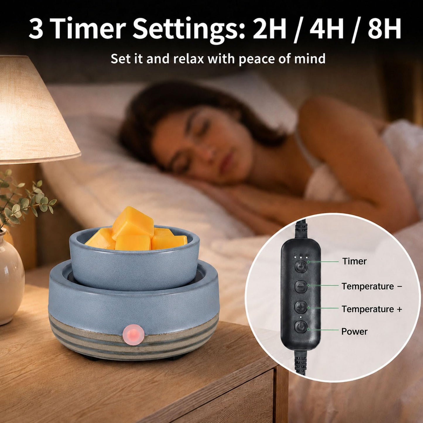 Candle Wax Melt Warmer with Timer Ceramic Electric Wax Melt 4-in-1 Oil Burner Adjusting Temperature Fits Yankee Large Jar Scented Candle for Home Decor Birthday Gifts for Women Mom Grandma Girls Blue