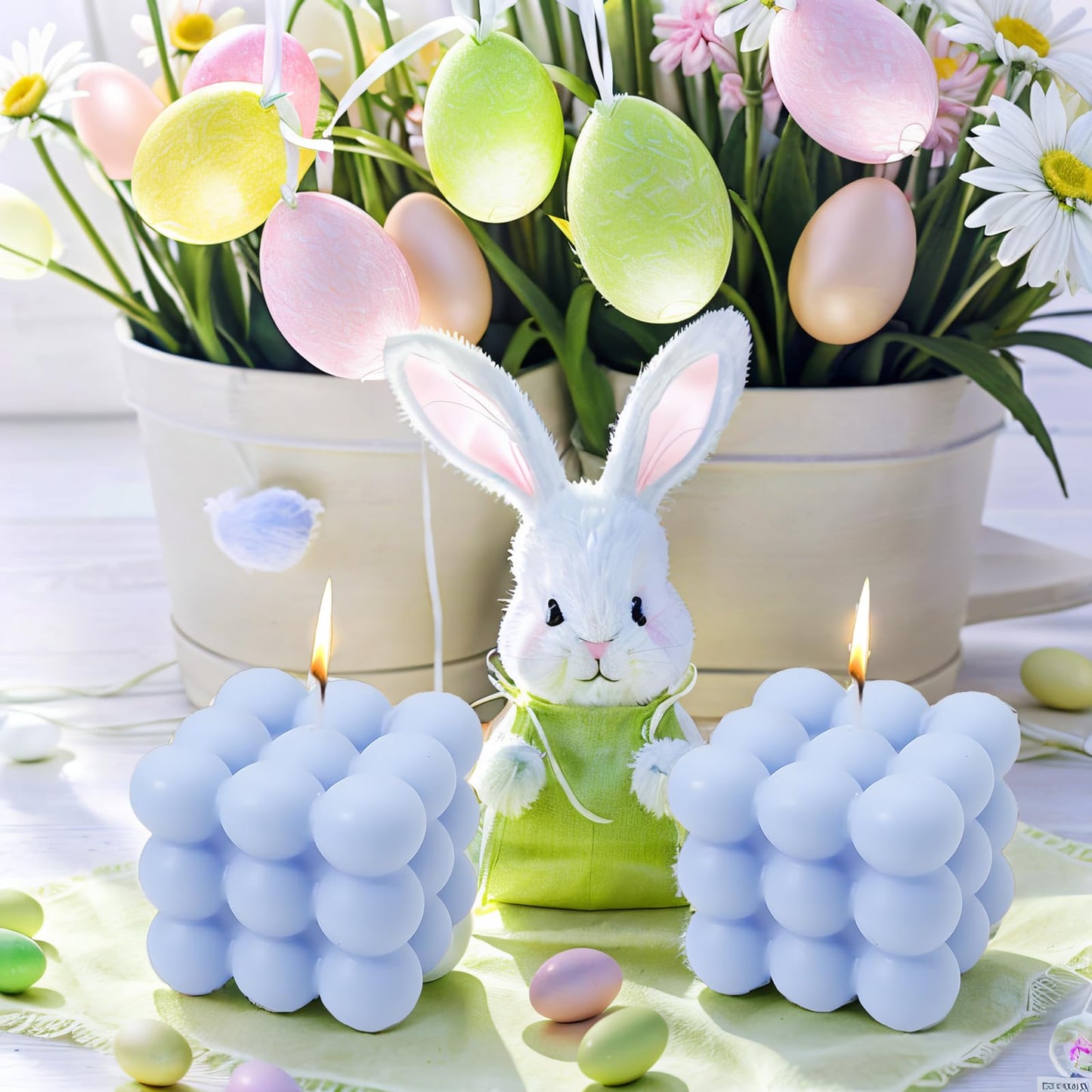 2PCS Bubble Candle Set, Cube Soy Wax Bubble Candles, Handcrafted Natural Scented Aesthetic Bubble Candle Set for Home Bedroom Decor, Birthday Mothers Day Gifts