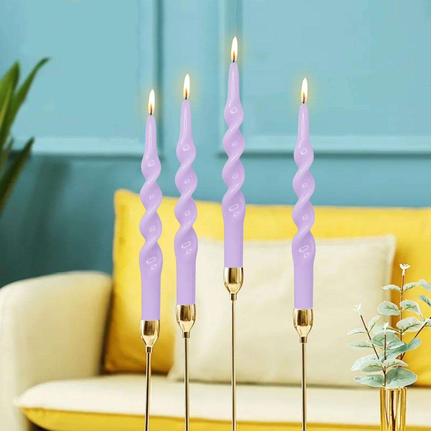 Spiral Taper Candles Twisted Candlesticks -10 INCH Purple Candle Sticks Long Tapered Candle Unscented Candle for Home Dinner Holiday Wedding Party