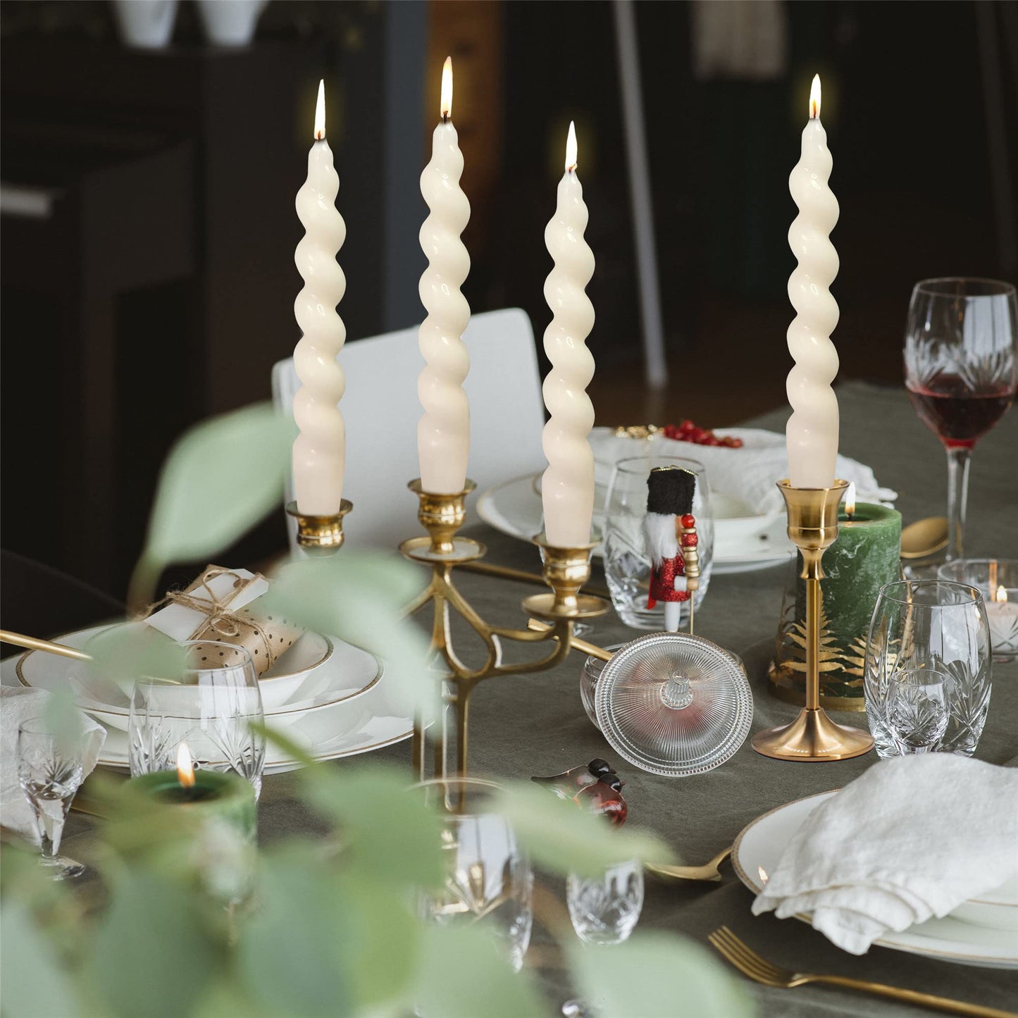 Gedengni Brown and White Taper Candle Brown Candlestick,8pcs Cute Candle Sticks Short Twisted Candlesticks Fancy Tapered Candles for Home Décor Weddings Holiday Women Gifts