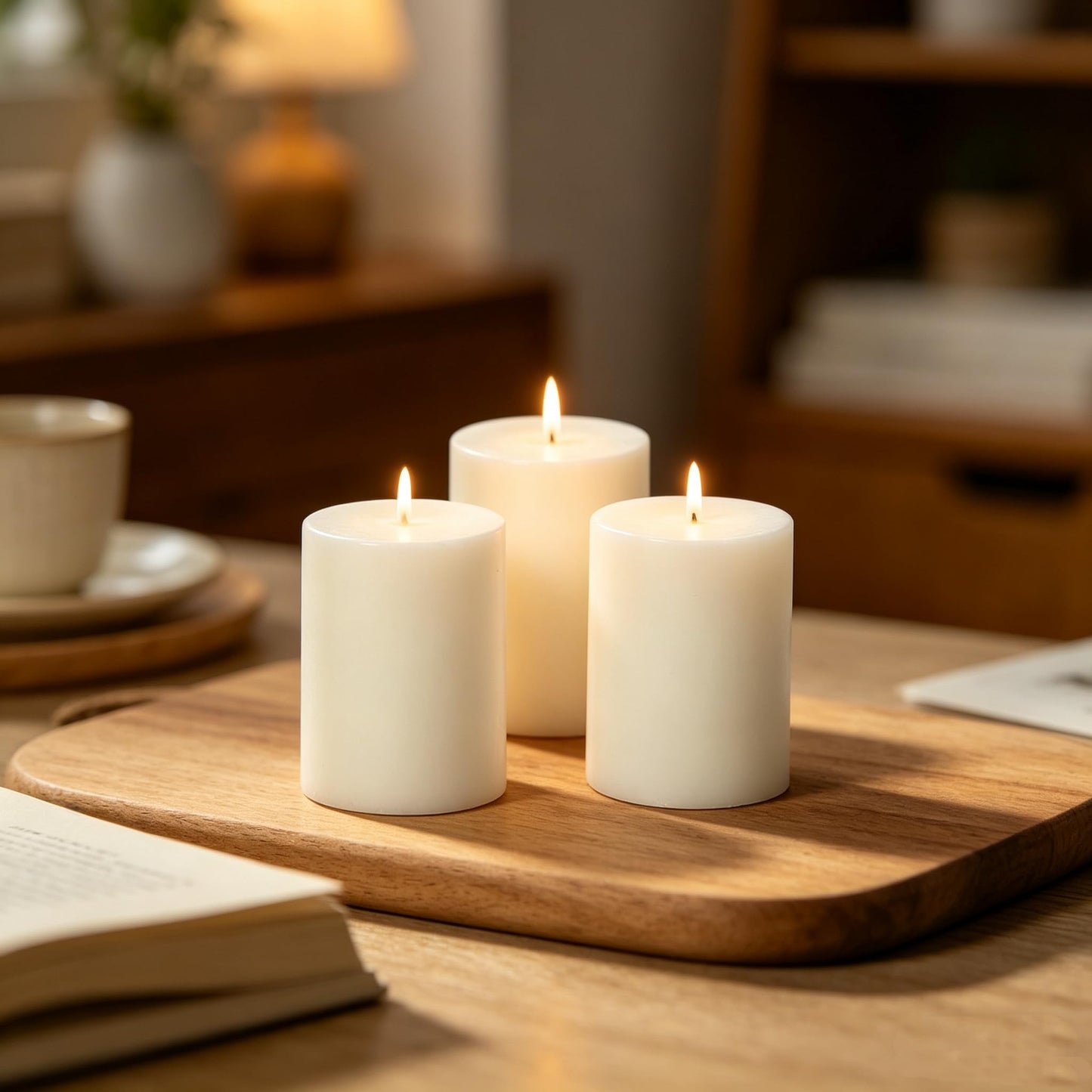 Hosley 2x3 High Pillar Candles, Set of 6. White, Unscented. Bulk Buy. Ideal for Wedding, Emergency Lanterns, Spa, Aromatherapy, Party, Reiki, Candle Gardens O4