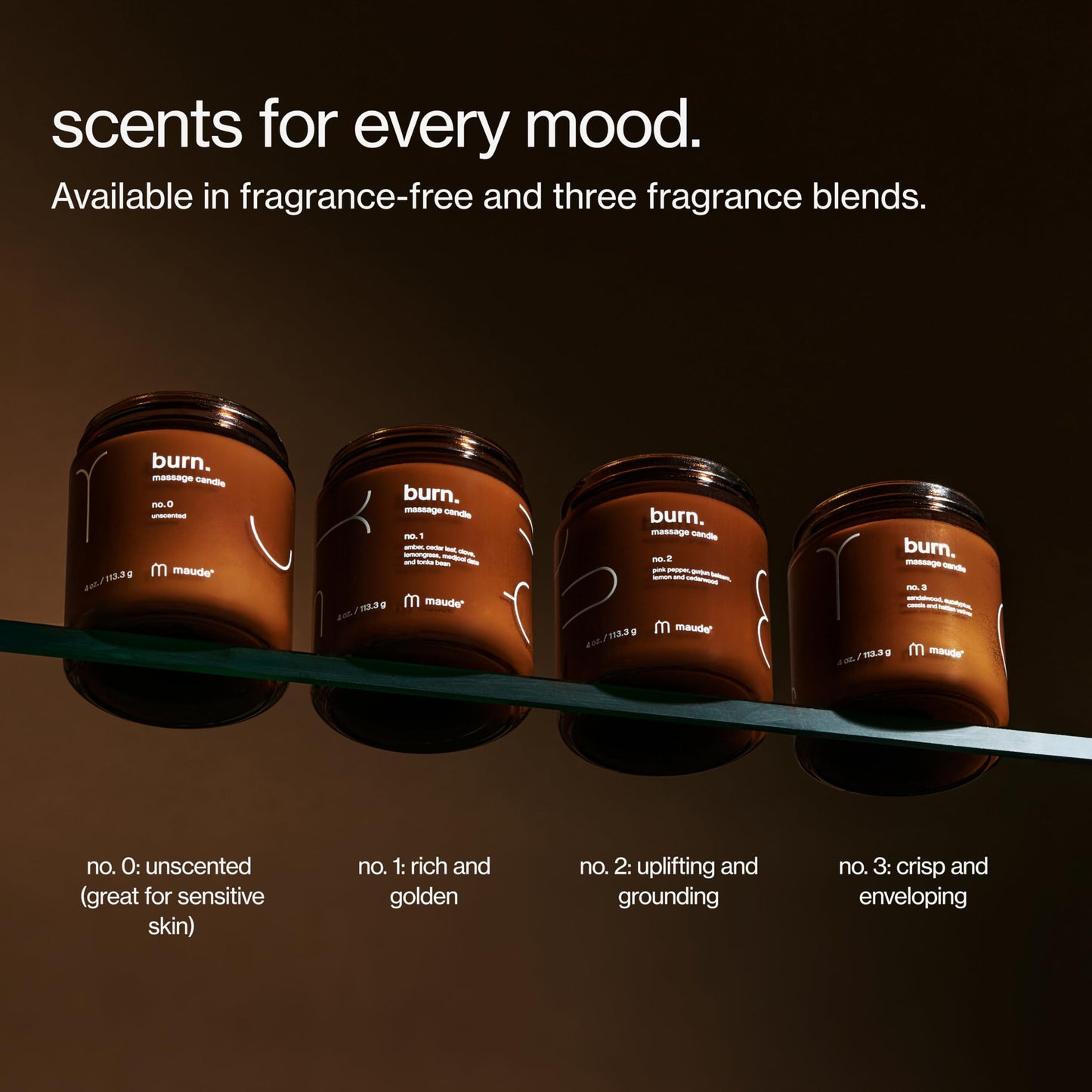 Maude Burn No. 0 - Unscented Hydrating + Skin-Softening Soybean + Jojoba Oil Massage Candle - Fragrance-Free, Soothing Warm Massage Oil Candle - Relaxing Self Care Gifts (4 oz)