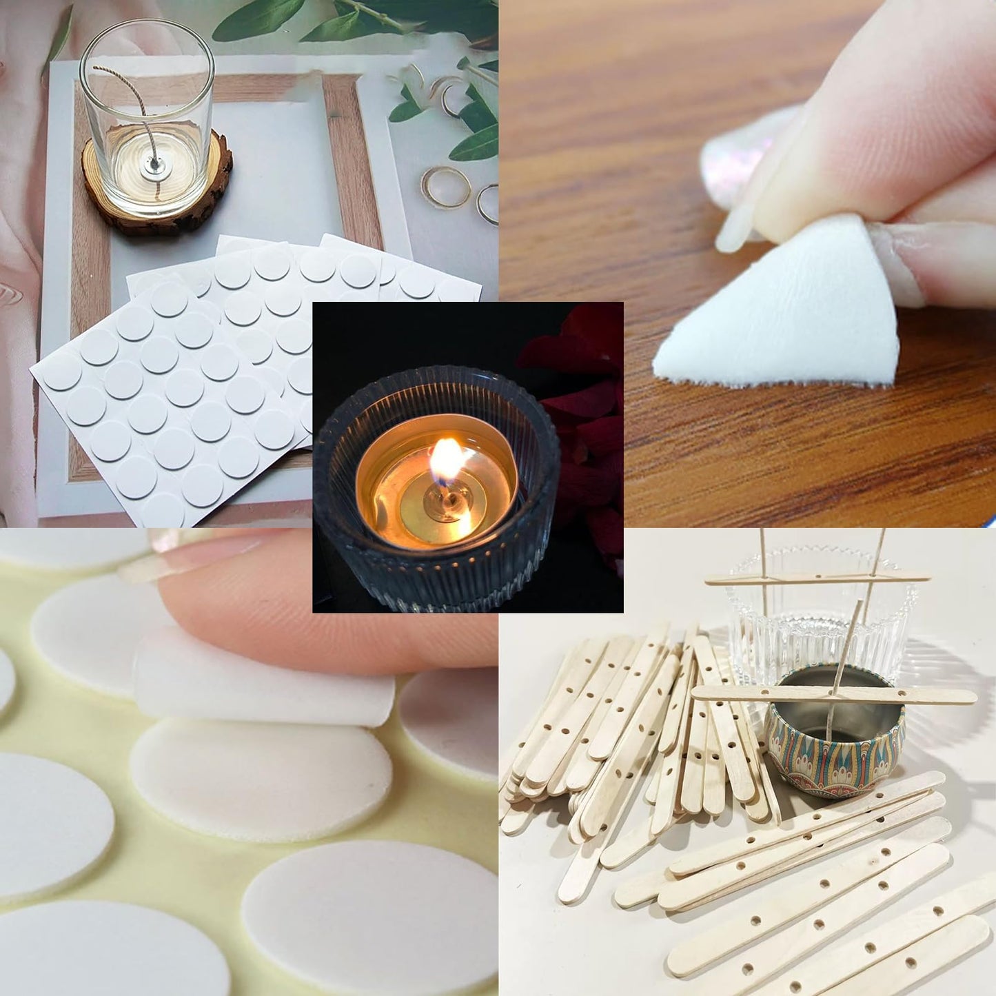 Candle Wicks for Candle Making, 200Pcs 6 Inch + 100Pcs 8 Inch Pre-Waxed Cotton Candle Wicks Kit with 300Pcs Wick Stickers, 20Pcs Candle Wick Holders & Clips, Candle Making Supplies for DIY Candles