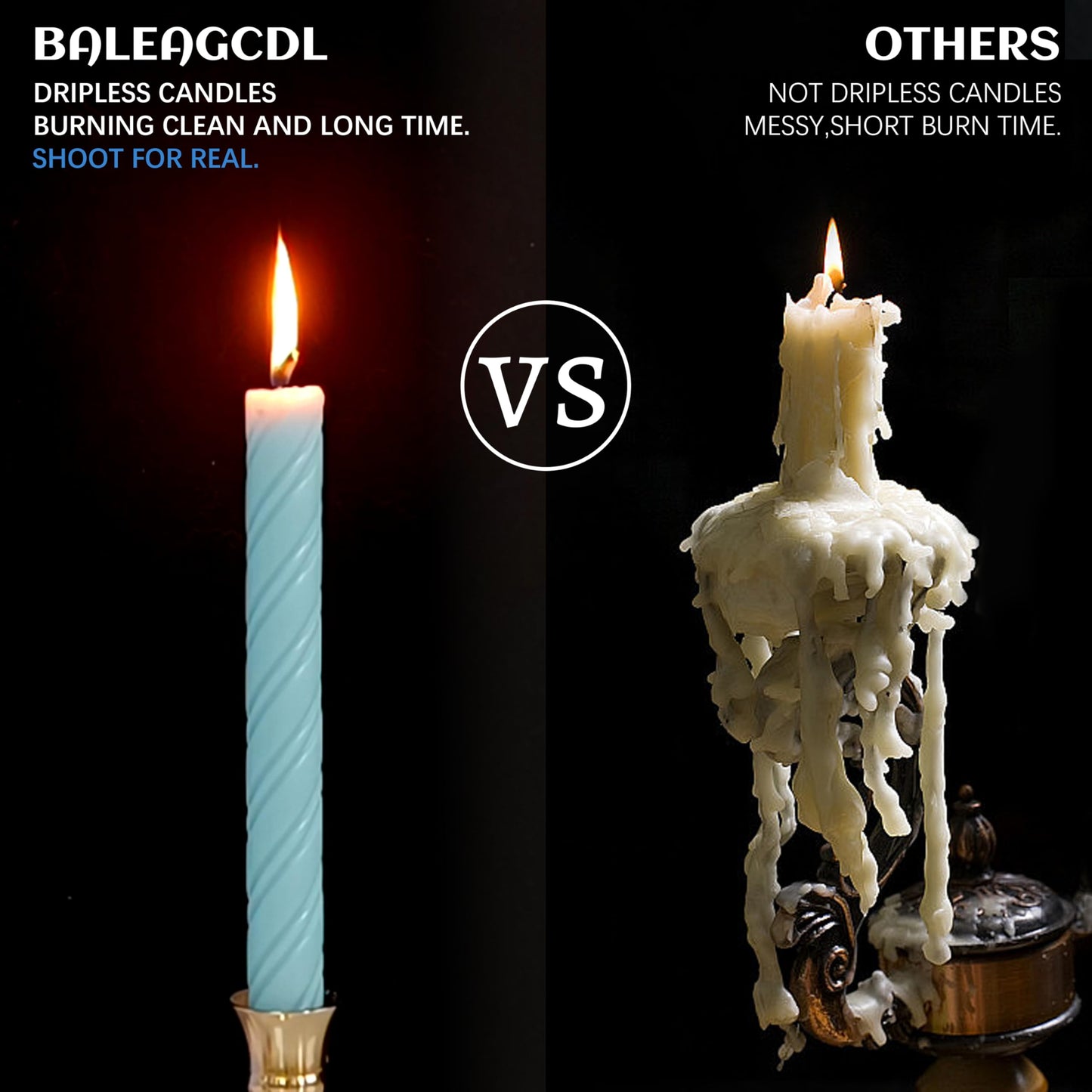 Spiral Taper Candles Blue Unscented Twisted Candlesticks 10 Inch Long Smokeless Ribbed Candle Sticks Creative Totem for Party Home Decor Gifts 6 Pcs