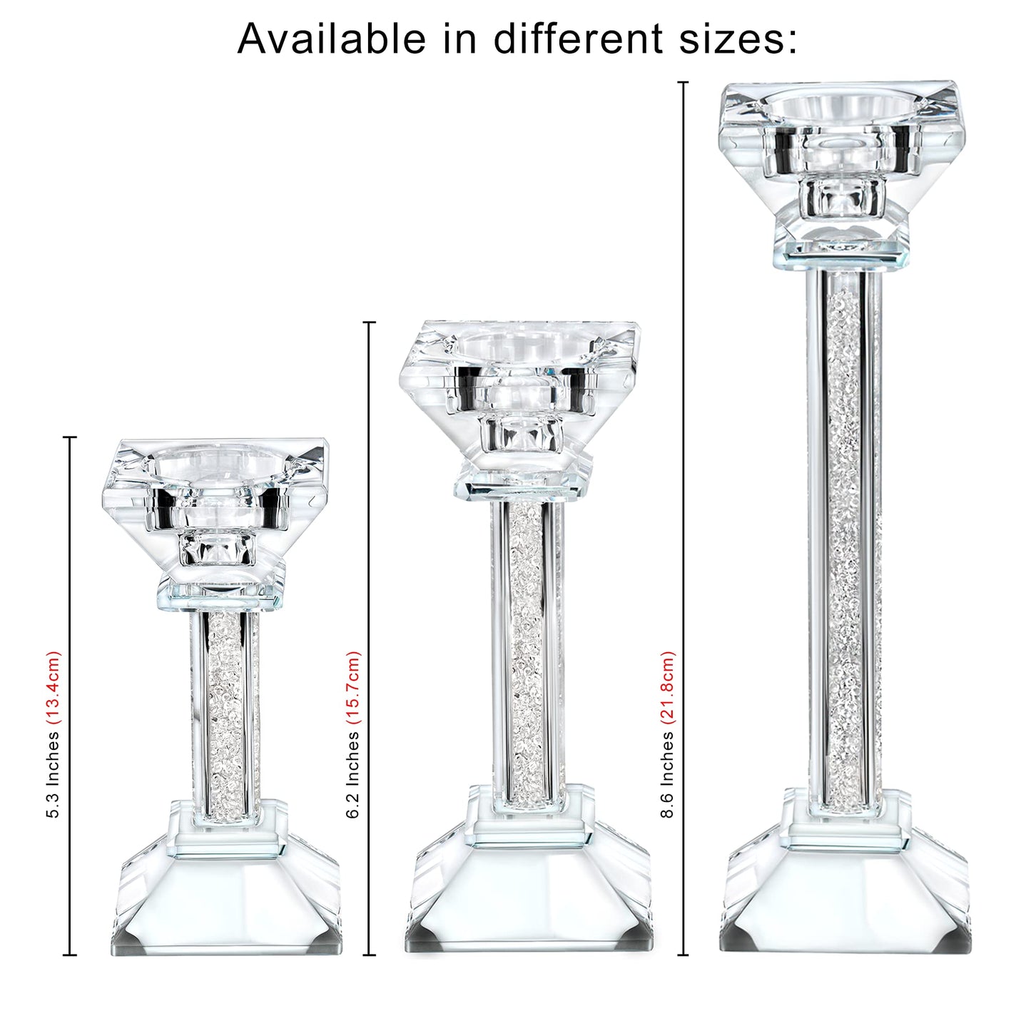 Crystal Candle Holders Set of 2-6.2" Tall Crystal Candlestick Holders - Ultra Elegant and Modern Centerpiece Home Decor