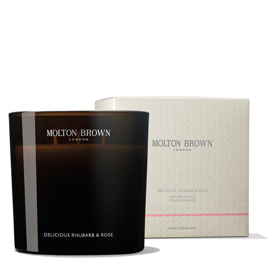 Molton Brown Delicious Rhubarb & Rose Luxury Scented Triple Wick Candle 21.2 oz.