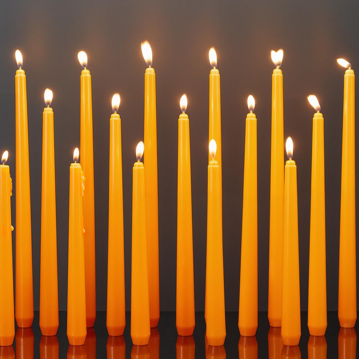 MTLEE Taper Candles 8/10/12 Multi Height Unscented Taper Candles 8 Burn Hours for Dinner Decorative Home Decoration Fall Thanksgiving Wedding Party Candlesticks(Orange,36)