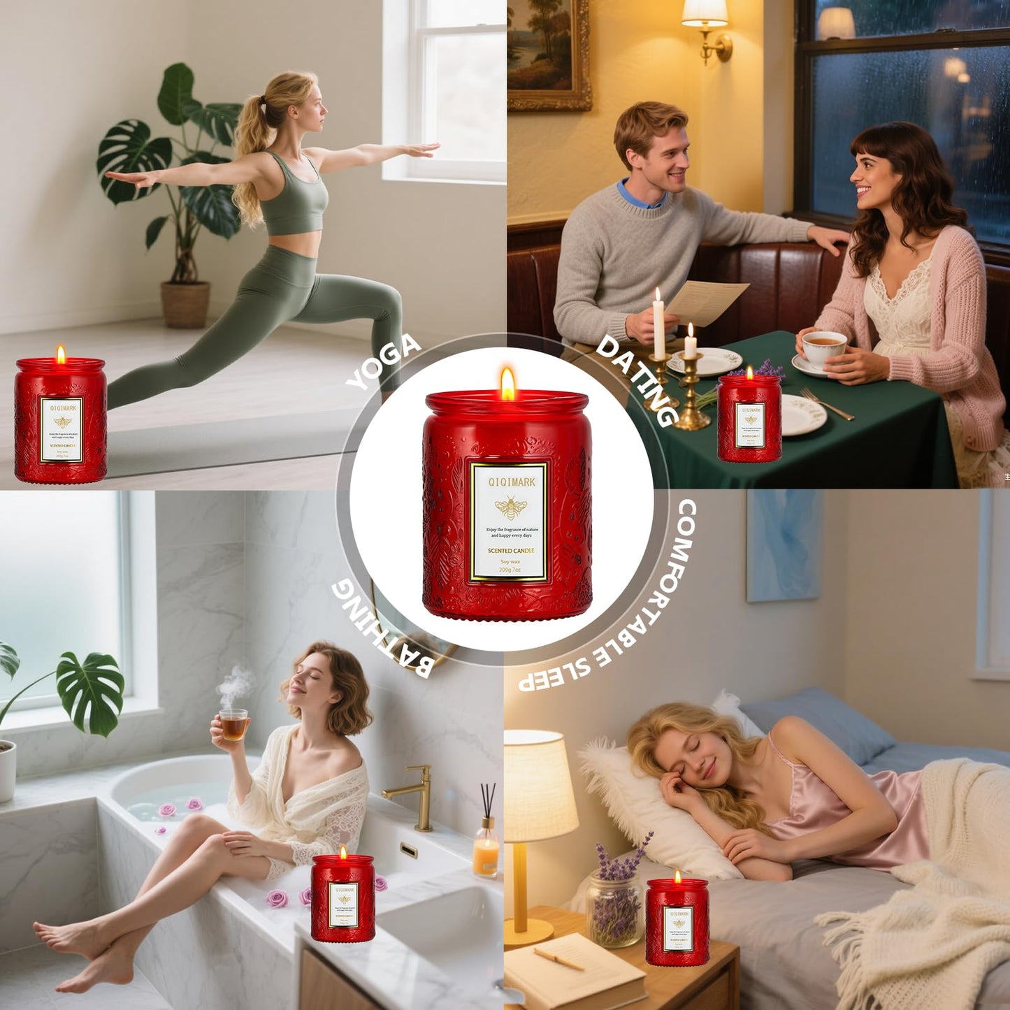 Scented Candles Gift Set for Women, 6 Pack Soy Wax Aromatherapy Candles, Long Lasting Candles for Home, Compatible with Candle Warmer Lamps, Birthday Romantic Gifts, Red Candles