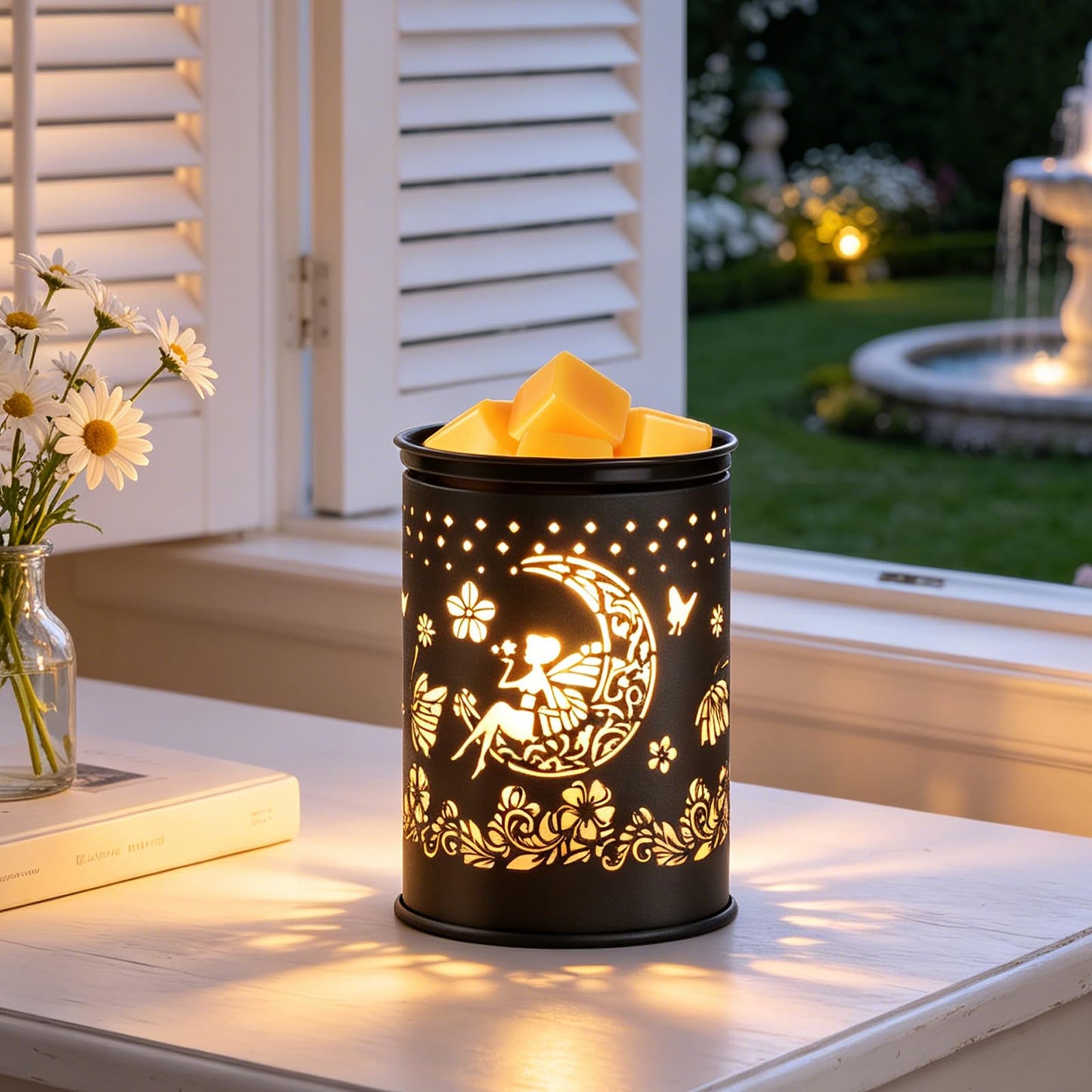 scentsy Wax Warmer for Scented Wax melt Warmer Wax Melter for Candle Making lamp Candle Warmer Plate Oil Burner for Home Decor and Gifts for Holiday (Moon/Flower Fairy)