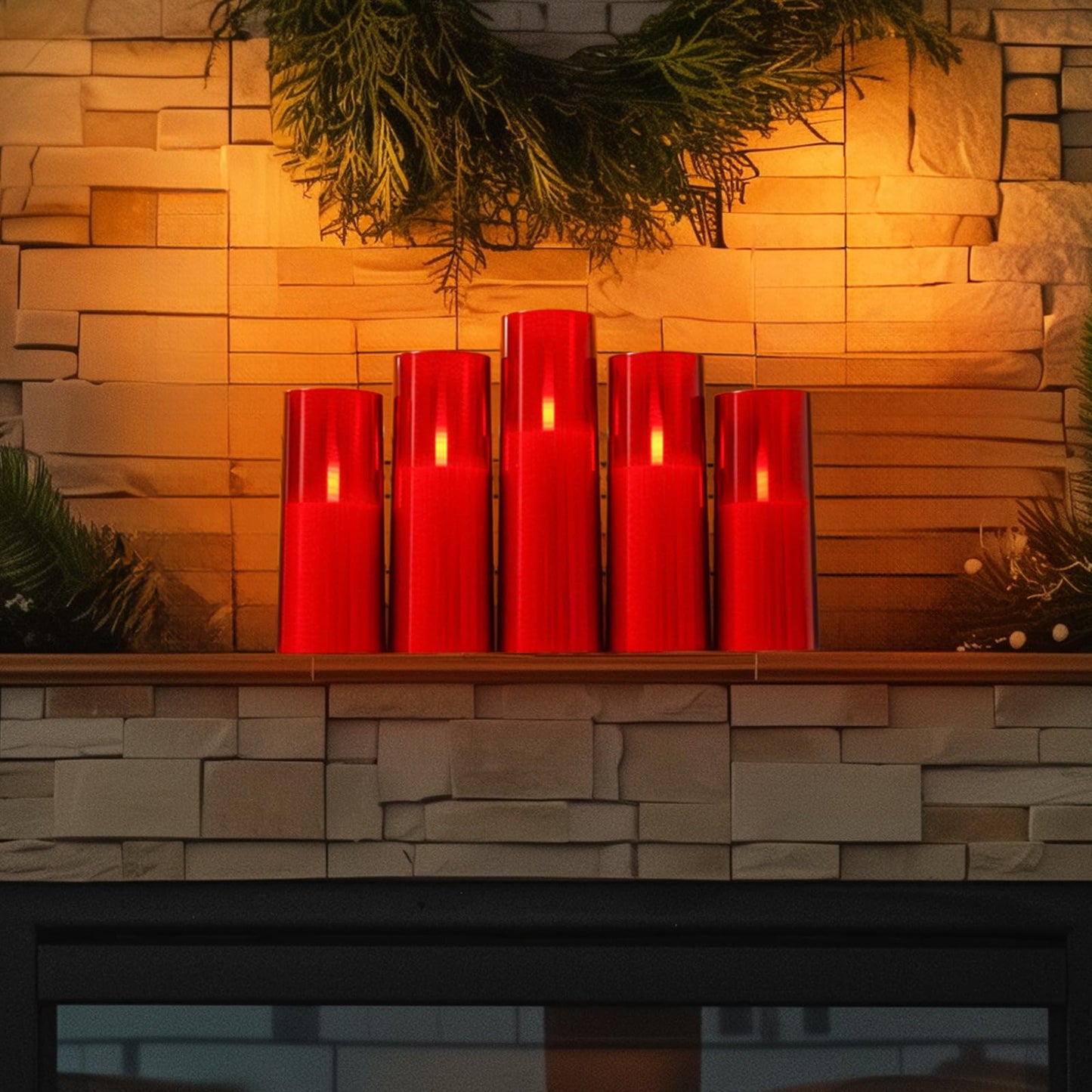 Homemory Red Acrylic Flameless LED Candles with Remote & Timer, Battery Powered, Fake Candles, Elegant Home Decor, Parties, or Wedding Lighting