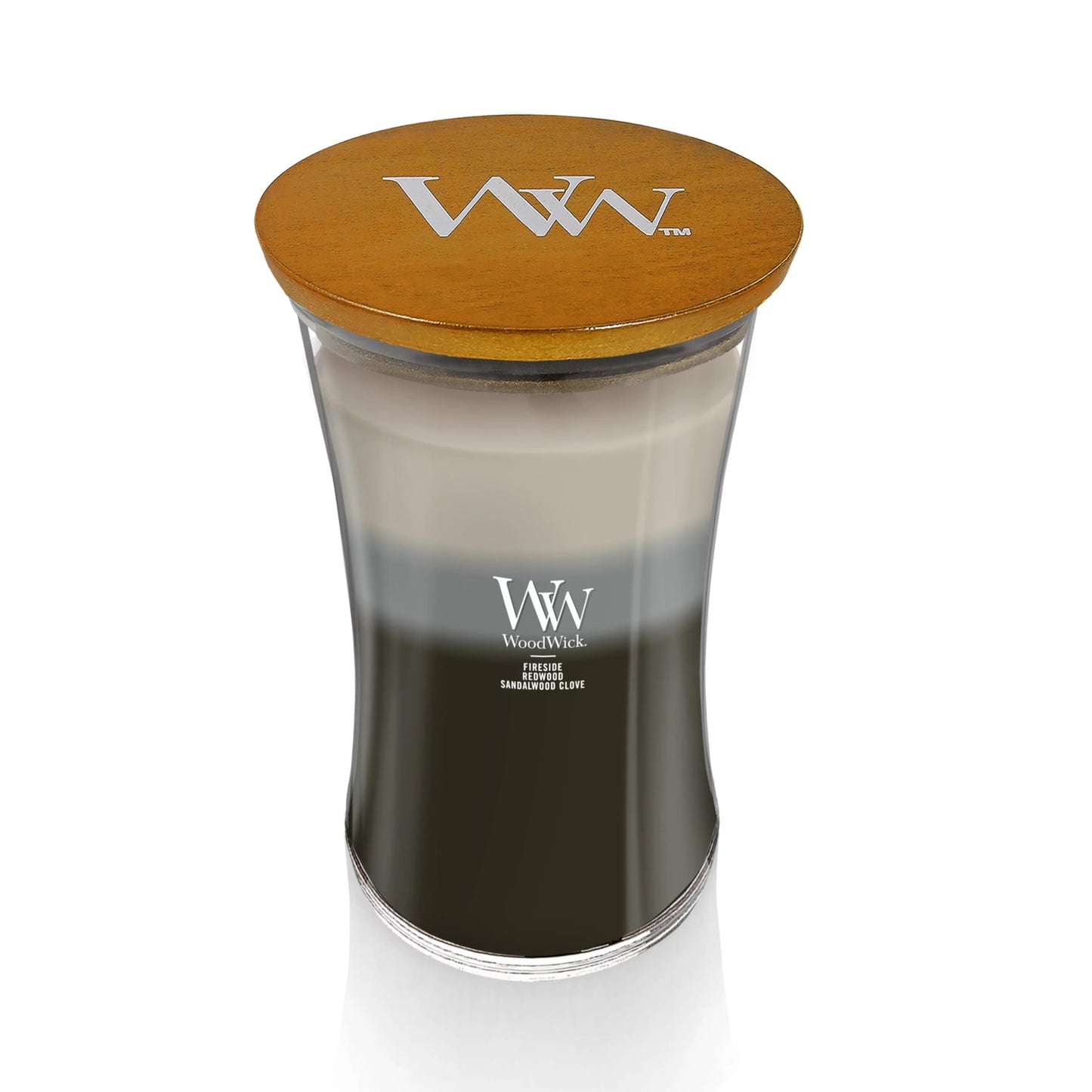 WoodWick Warm Woods Trilogy Holiday Candle Gifts for Women and Men, 21.5 oz Large Hourglass Trilogy Candle with Crackling Wick
