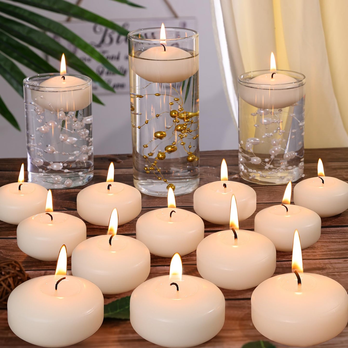 GINITIRI 36 Pack Floating Candles,2 inch Ivory Unscented Dripless Floating Candle for Centerpieces,5-6H Burning 2" Water Candles Bulk for Cylinder Vases,Weddings,Christmas Party,and Holiday