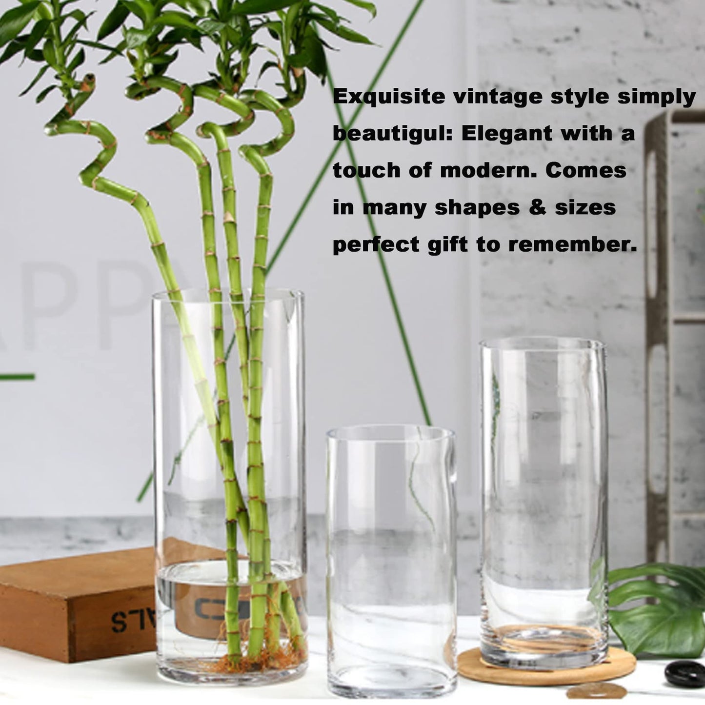 EylKoi Cylinder Vase Bulk Clear 48 Pack Cylinder Vases for Centerpieces Glass Vases for Flowers Hurricane Floating Candle Holder, Home Decor Wedding, 4''+6''+8''+10''(High)