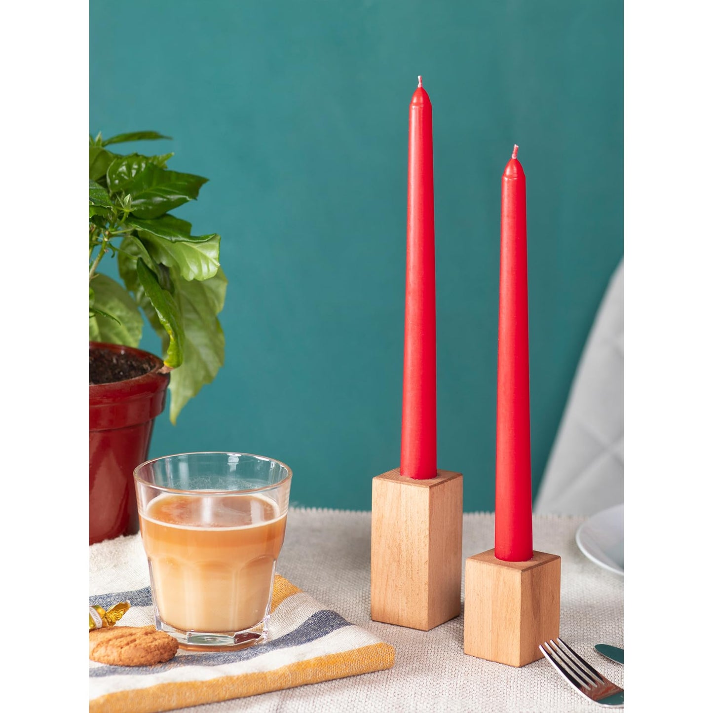 CANDWAX 10 inch Red Taper Candles Set of 12 - Dripless and Long Burning Candlesticks - Perfect as 10 inch Taper Candlesticks for Dinner or Holiday Home Decor - Red Candle Sticks