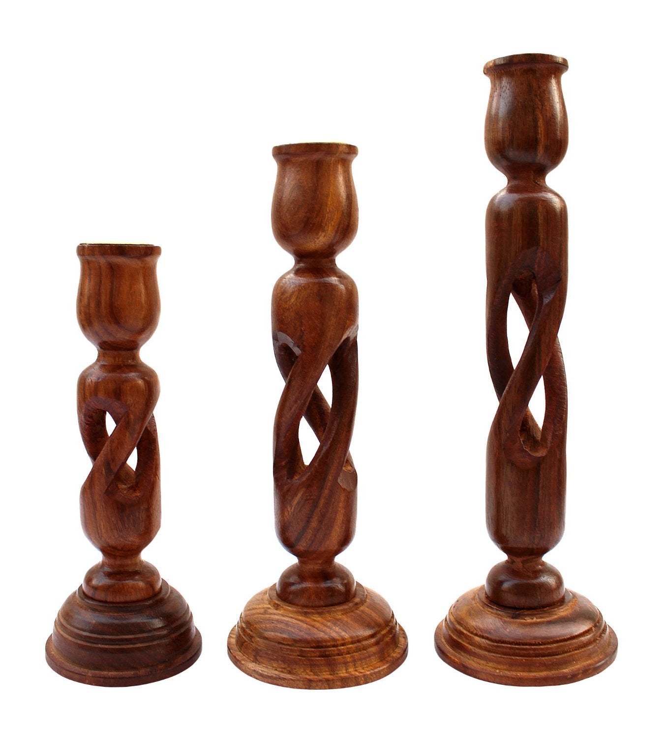 Serenz Handmade Wooden Candle Holder Stand for Home Décor Decorative Tealight Gifts Item, Set of 3