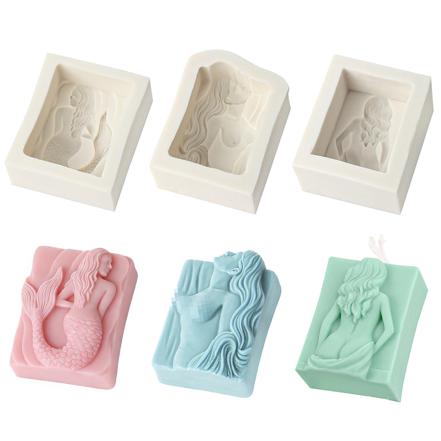 Set of 3 Silicone Soap Molds Sexy Lady Back Candle Mould Chocolate Resin Mold Soap Making Mold