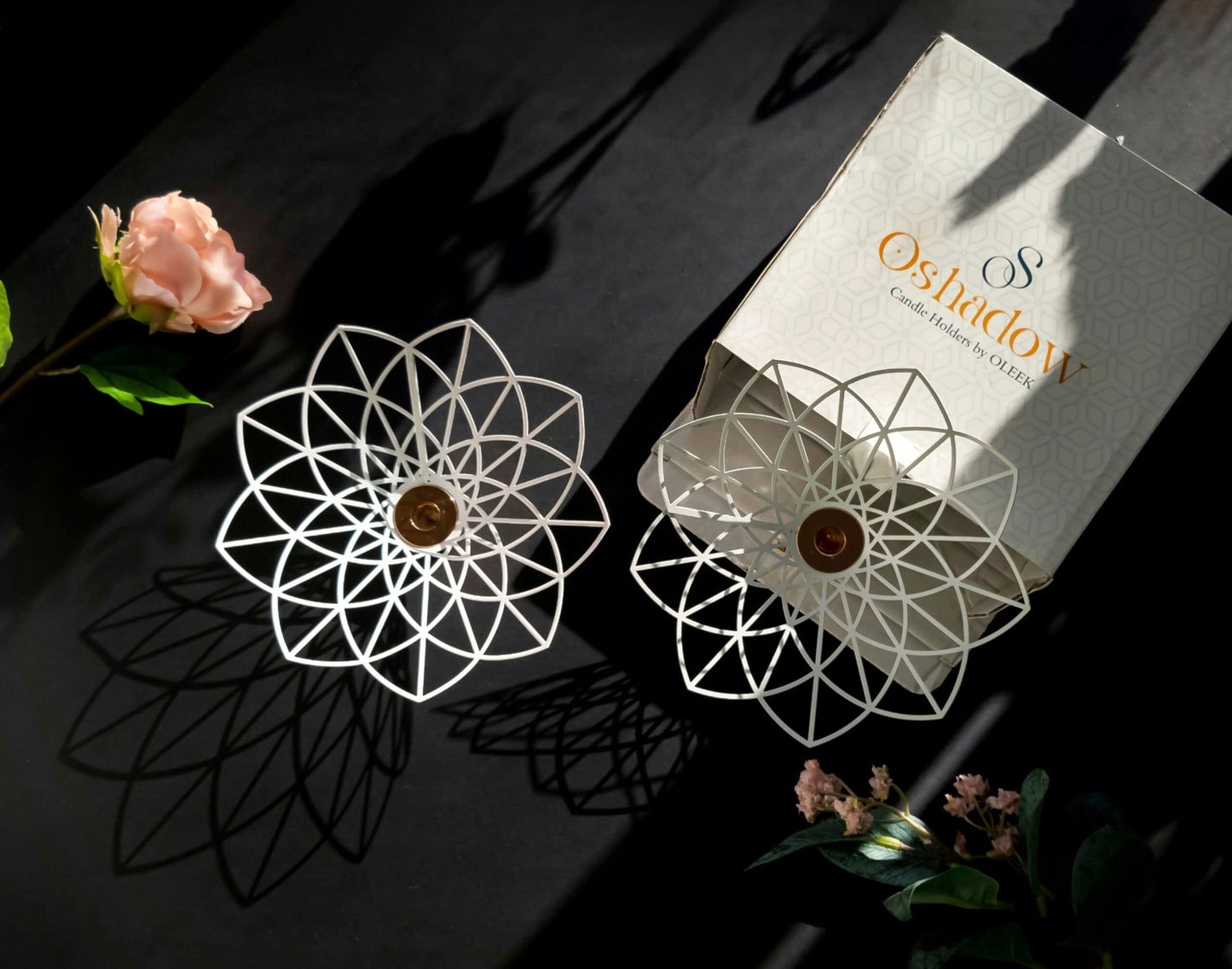 Oshadow Lotus Candle Holder - Cute Boho Decor for Taper Candles & Coffee Table