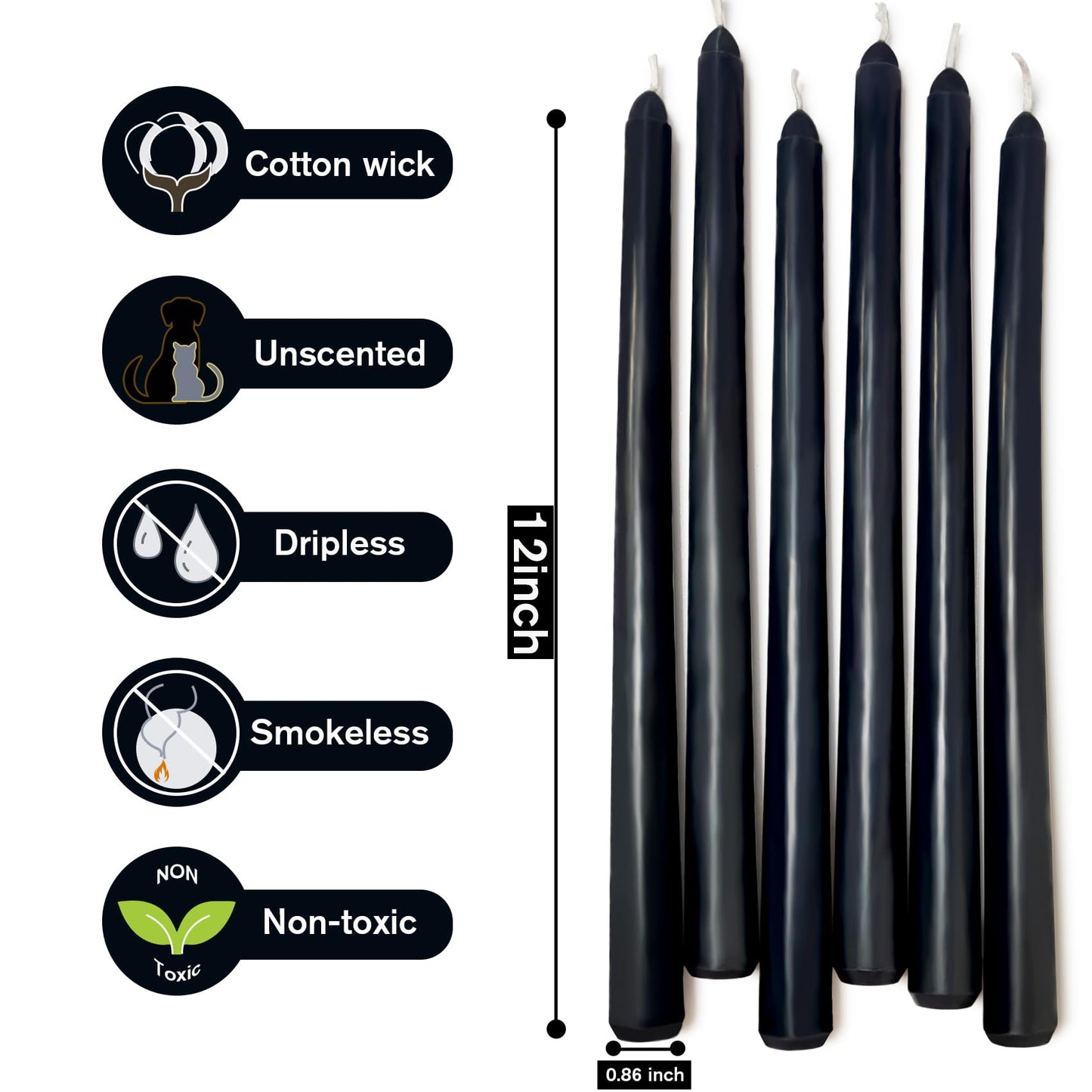 Long Taper Candles 6 Pcs Unscented Taper Candlesticks for Dinner Home Decor Kitchen Wedding Birthday Party Decorations