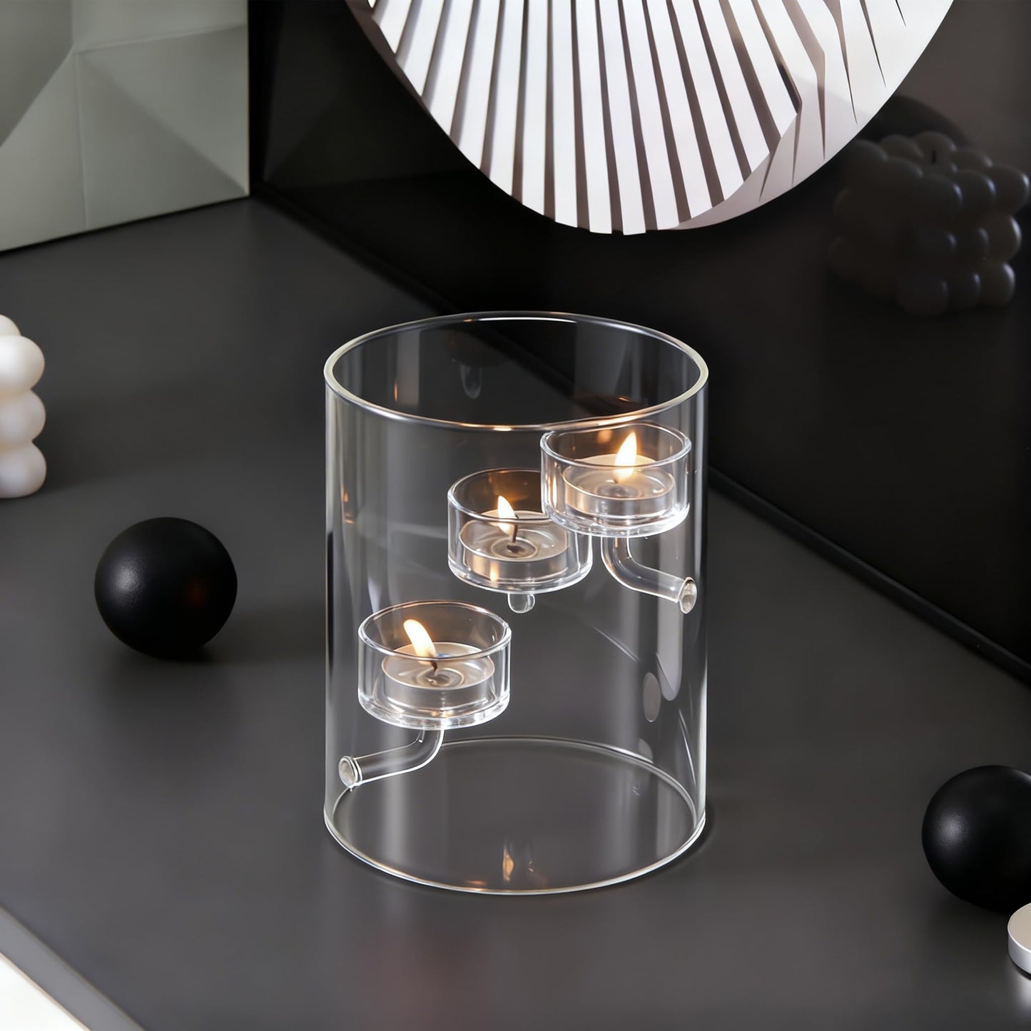 Maimeili Glass Candle Holder Hurricane Crystal Decorative Candle Fits Standard Tealight for Table Wedding Dinning Centerpieces Party Supplies Home Decor
