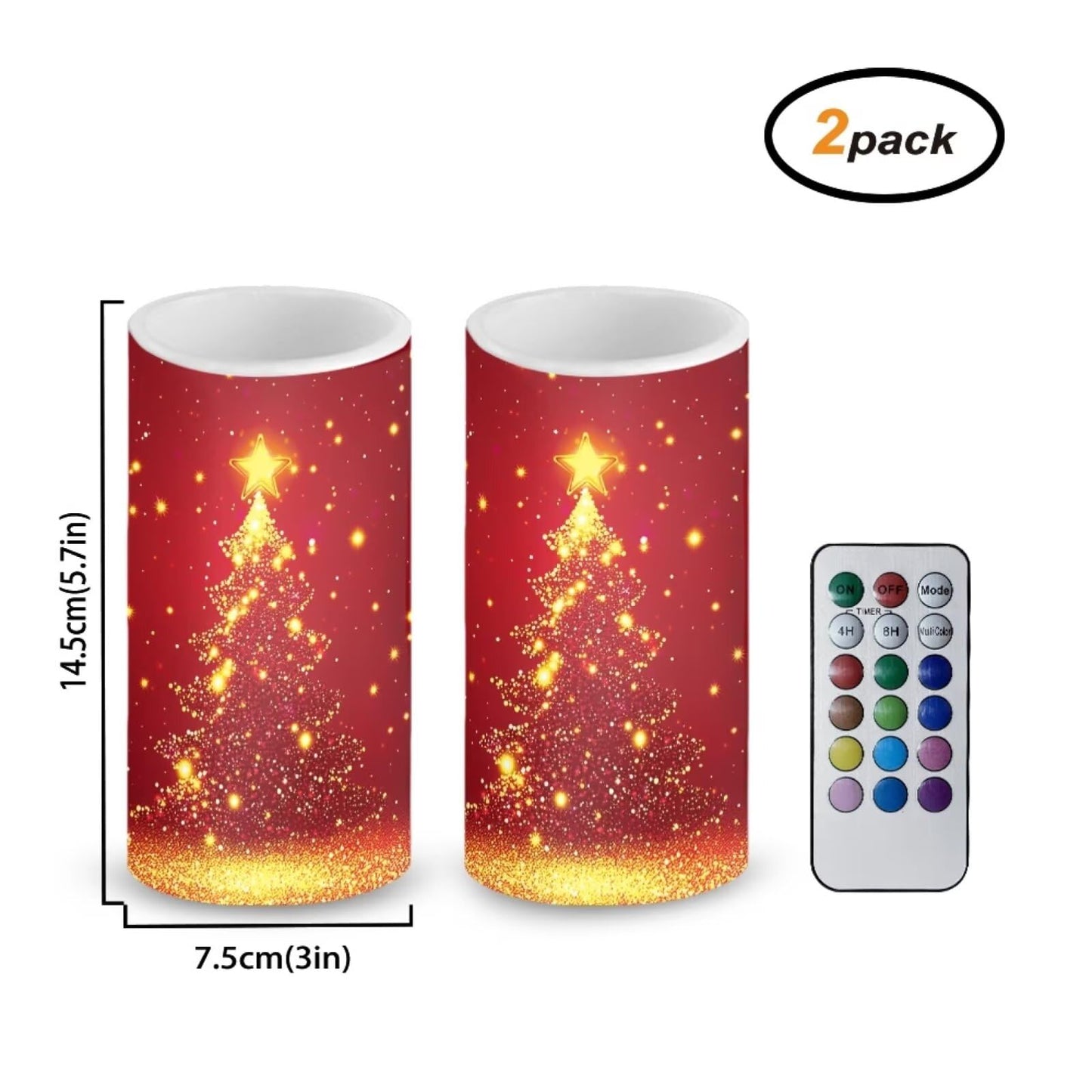 Luarisgur Red Christmas Battery Powered Candles with Remote and Timer Christmas Decorations LED Flameless Flickering Candles for Indoor Xmas Gifts Holiday Decor Home Party Festival Set of 2