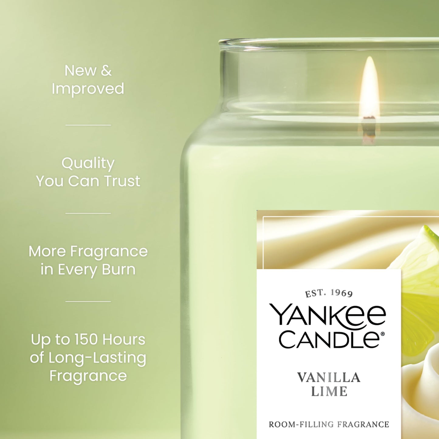 Yankee Candle Vanilla Lime Scented Candle, 22oz Large Jar with up to 150 Hour Burn Time, Giftable