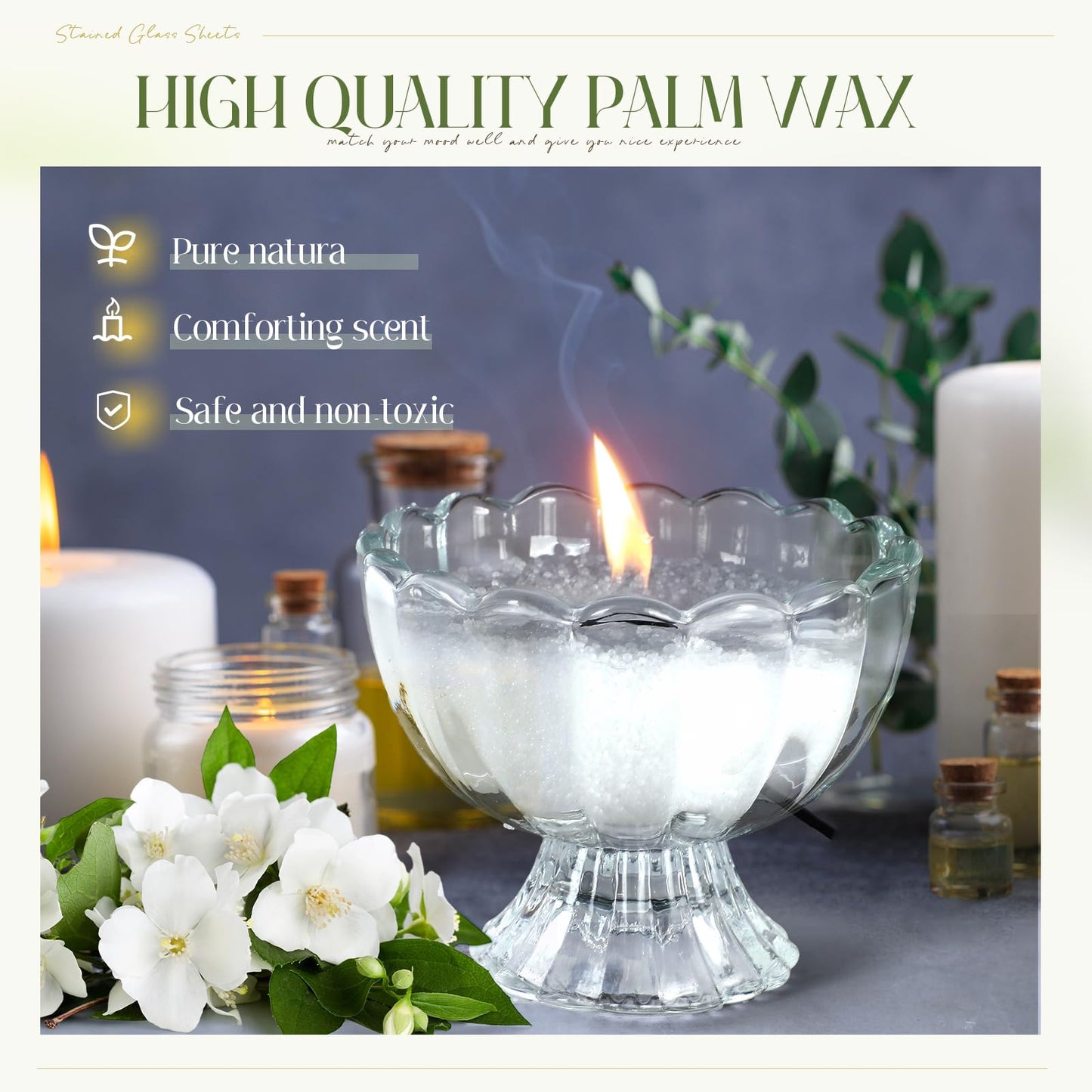 MTLEE Pearled Candle 4.4 Lb/70oz Mother's Day Mom Gifts Gardenia Jasmine Scented Sand Candle Kit Include 100 Wicks, Bow Gift Box, Spoon Reusable Pearled Wax for DIY Home Kit