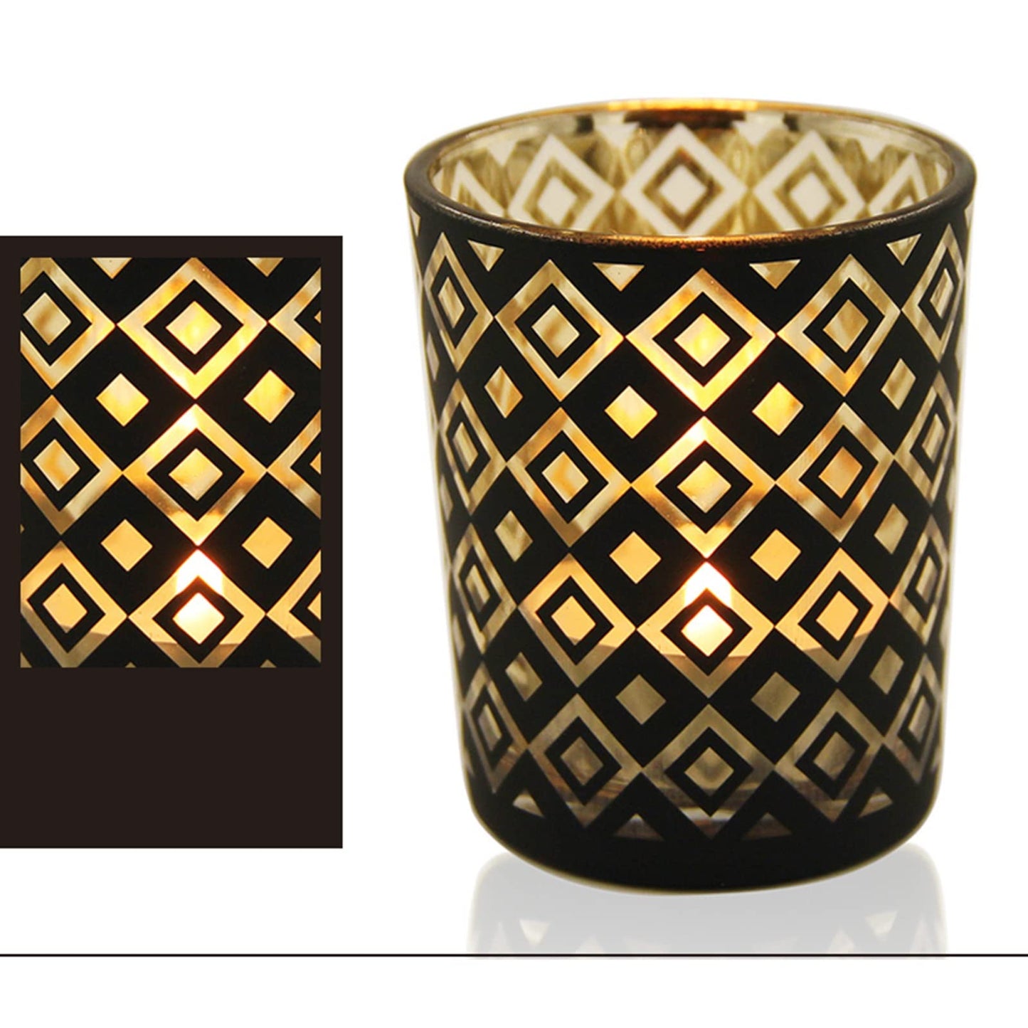 Candle Holder 4pcs Candle Holder Golden Cup Candlestick Column with Geometric Patterns Desktop Tealight Holder for Table Party Decoration Candlestick