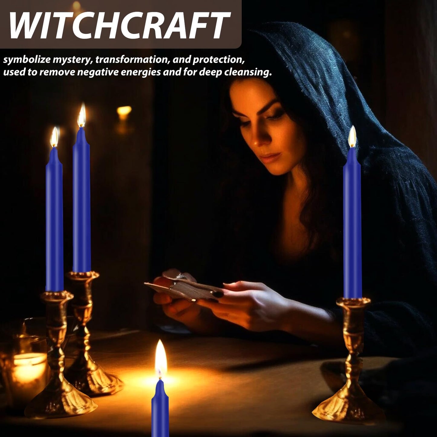 24 Pack Blue Spell Chime Candles – Premium Mini Unscented Taper Candles for Rituals, Prayer, Meditation, Altar, Spells – 4" Tall – Ideal for Witches & Spiritual Practices