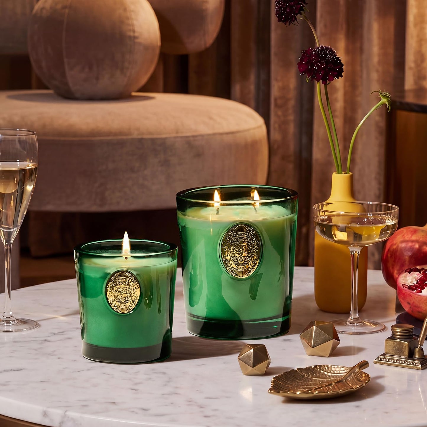 M&SENSE Natural Soy Candle | Eucalyptus Cedarwood& Emerald Green | 9.2 oz, 50H Burn Time | Luxury Scented Candle for Relaxation, Gifting, Home Décor | Ideal for Bedroom, Office, Party Ambiance