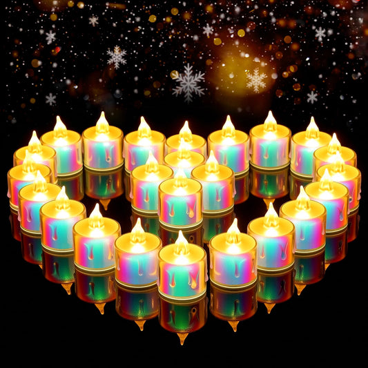 gobutend LED Flameless Candles, 24Pcs Colored Casing Crystal LED Tea Lights Battery Operated for Valentine's Day Christmas Romantic Night Wedding Anniversary Table Party Decoration
