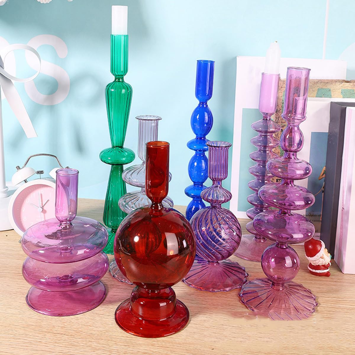 Ayuduots Glass Candlestick Holders, Elegant Glass Taper Candle Holder Centerpieces for Home Ornaments Wedding Party Decorations