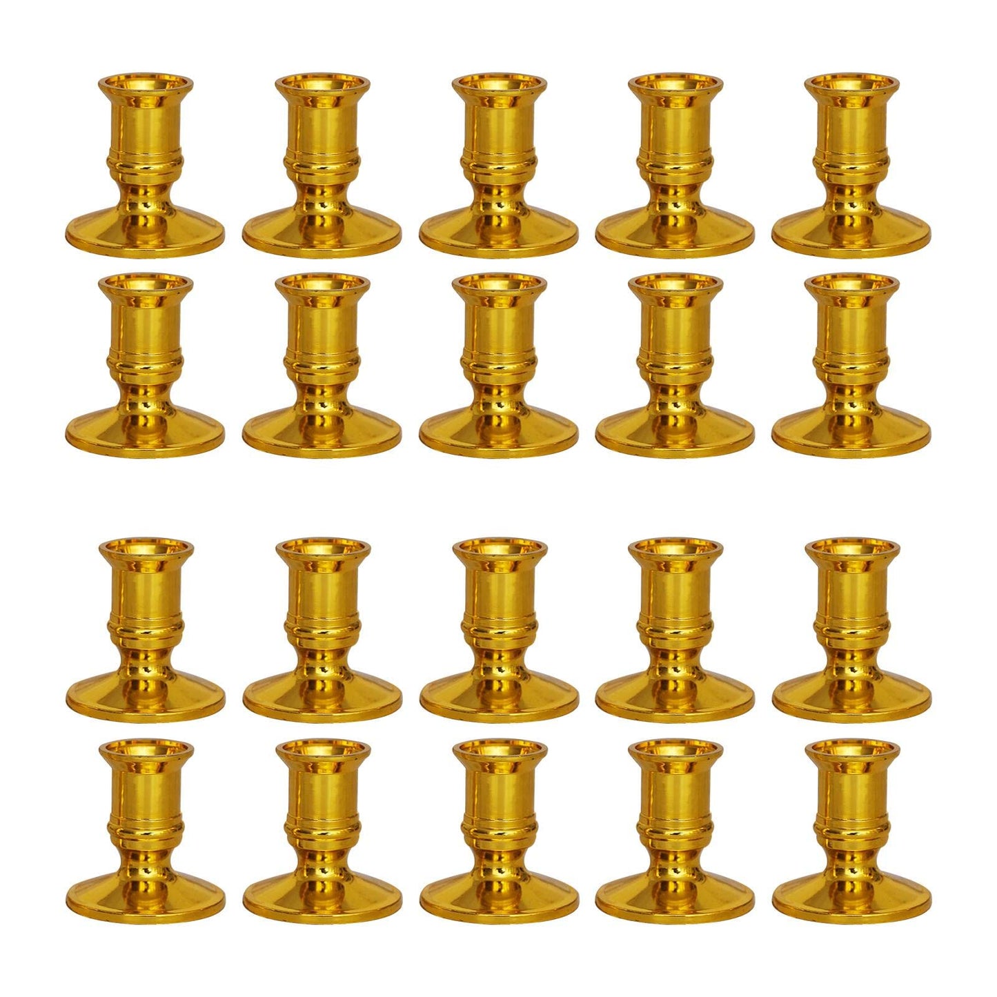 CALIDAKA 20pcs Taper Candle Holders - Gold/Silver Pillar Candle Stand for Table Centerpiece, Wedding, Party Festival Decor