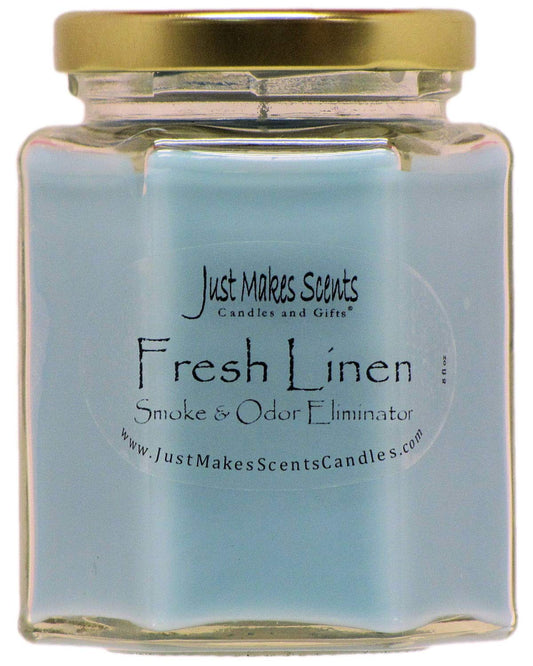 Fresh Linen Scented Smoke and Odor Eliminator Candle - Odor Eliminating Scented Candles for Home - Neutralizes Cigarette, Food, and Pet Smells - Hand Poured in The USA