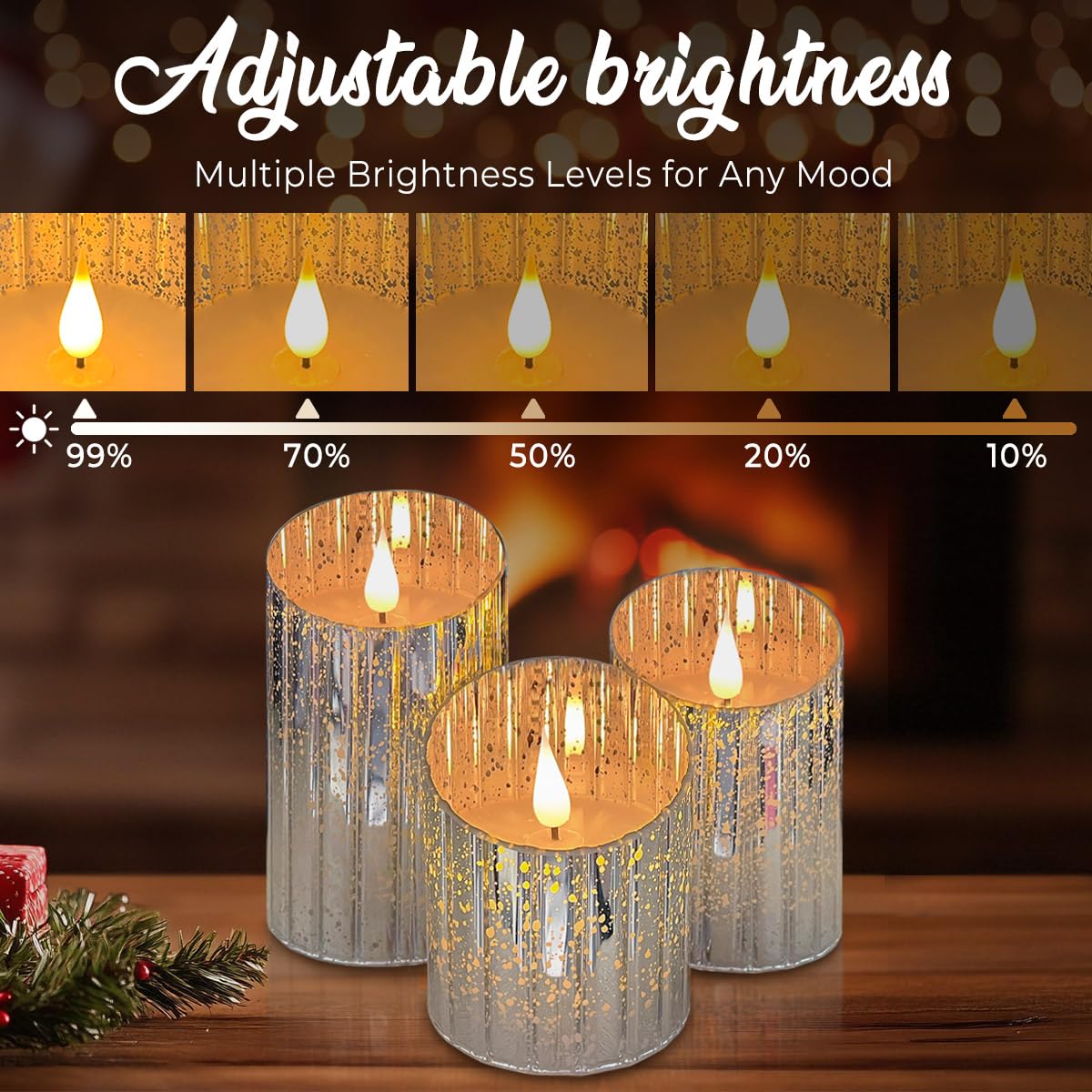 LEDHOLYT Rechargeable Flameless Candle, Flickering LED Pillar Glass Fake Candle with Remote and Timer, Built-in Battery Real Wax Electronic Candle for Room Decoration, Set of 3