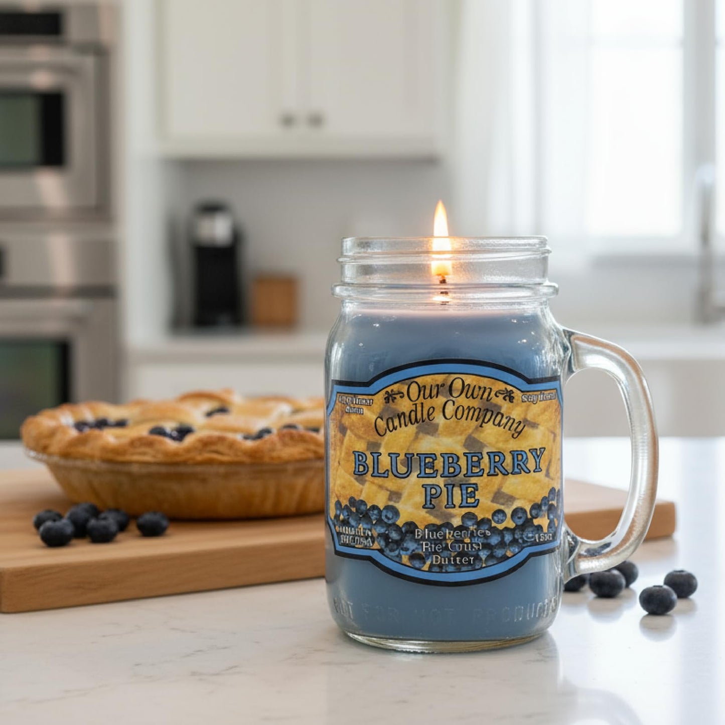 Our Own Candle Company, Blueberry Pie Scented Mason Jar Candle, 100 Hour Burn Time, 13 Ounces