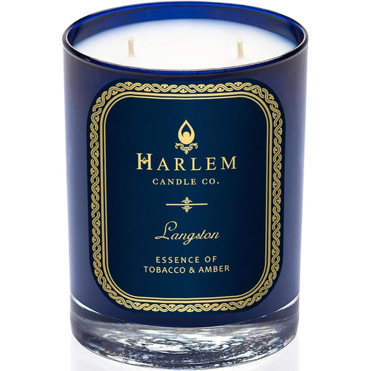 HARLEM CANDLE CO. Langston - Luxury Scented Soy Candle, 11 oz - 80-Hour Burn Time | Jasmine, Sandalwood, Nutmeg, Clove, Vanilla, Leather | Scented Candles for Home
