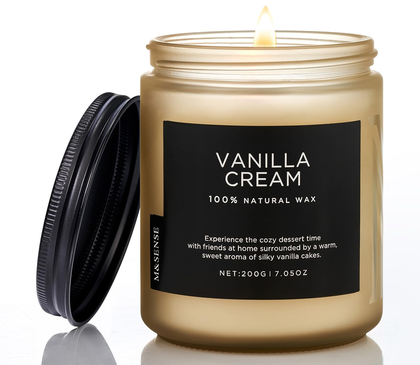 M&SENSE Vanilla Candles for Home, 7.05oz All Natural Organic Soy Wax, 50 Hours Non Toxic Clean Burn, Cute Scented Candle for Stress Relief Relaxing, Aromatherapy Gift for Women Men