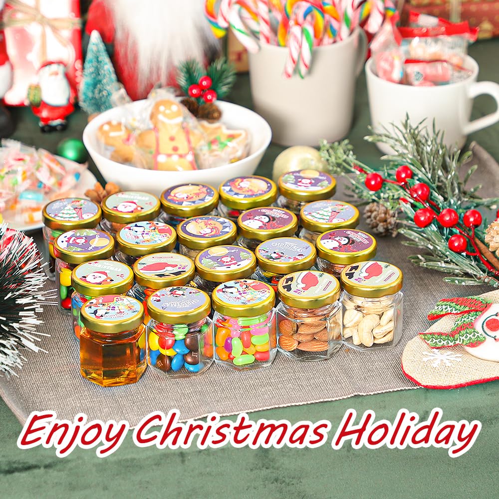 Syntic 60 Pcs Small Glass Containers with Airtight Lids, 1.5 oz Mini Honey Jars for Wedding Favor, Baby Shower, Small Hexagon Candle Jars for Making Candles, Body Butter, Jam, Spices, Herbs, DIY Gift