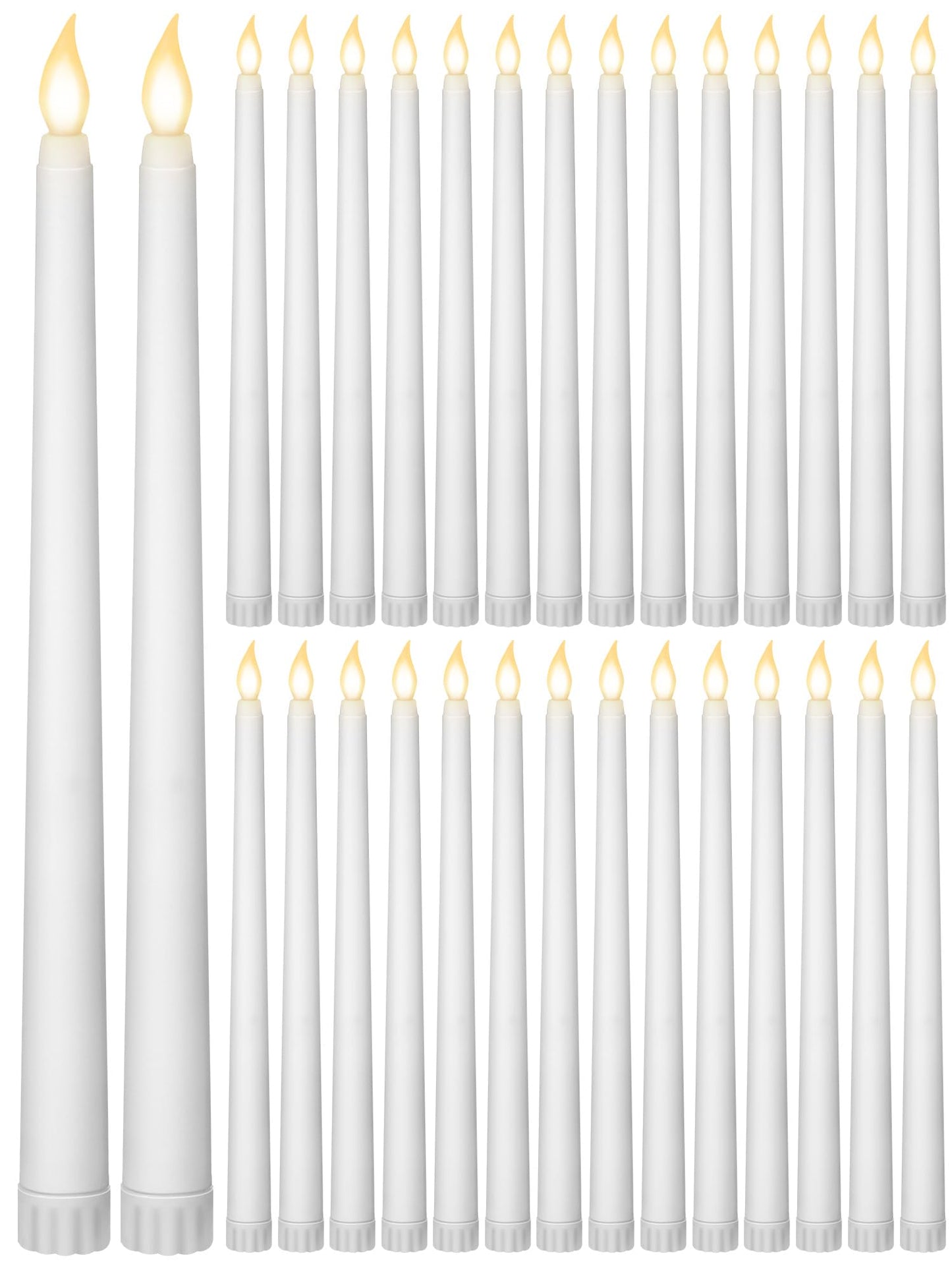 Treela 36 Pieces Flameless Taper Candles Flickering Faux LED Battery Operated Electric Fake Candles for Christmas Halloween Birthday Wedding Party(White,0.8x11 Inches,Smooth)