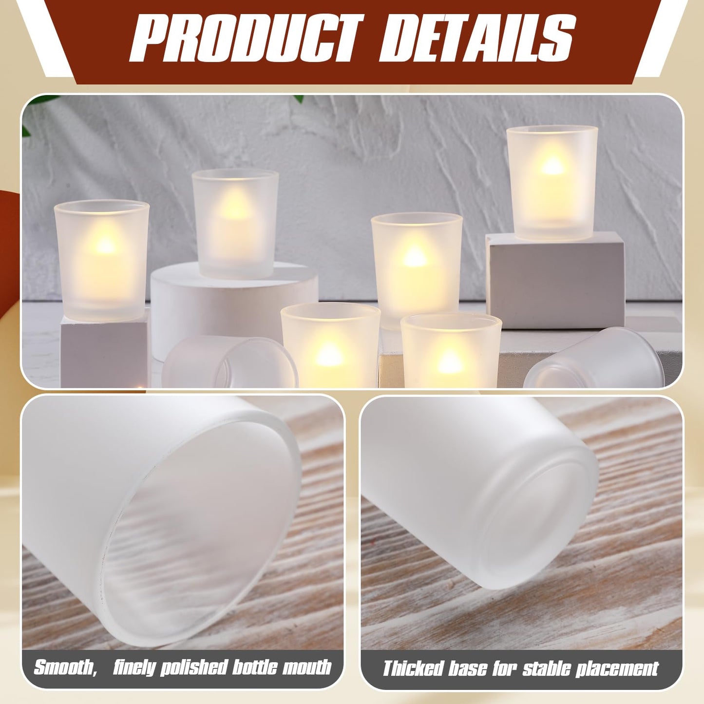 SiliFine Set of 24 Frosted Votive Candle Holders Bulk Tealight Candle Holder Wedding Party Birthday Centerpieces Spa Supplies Home Decorations