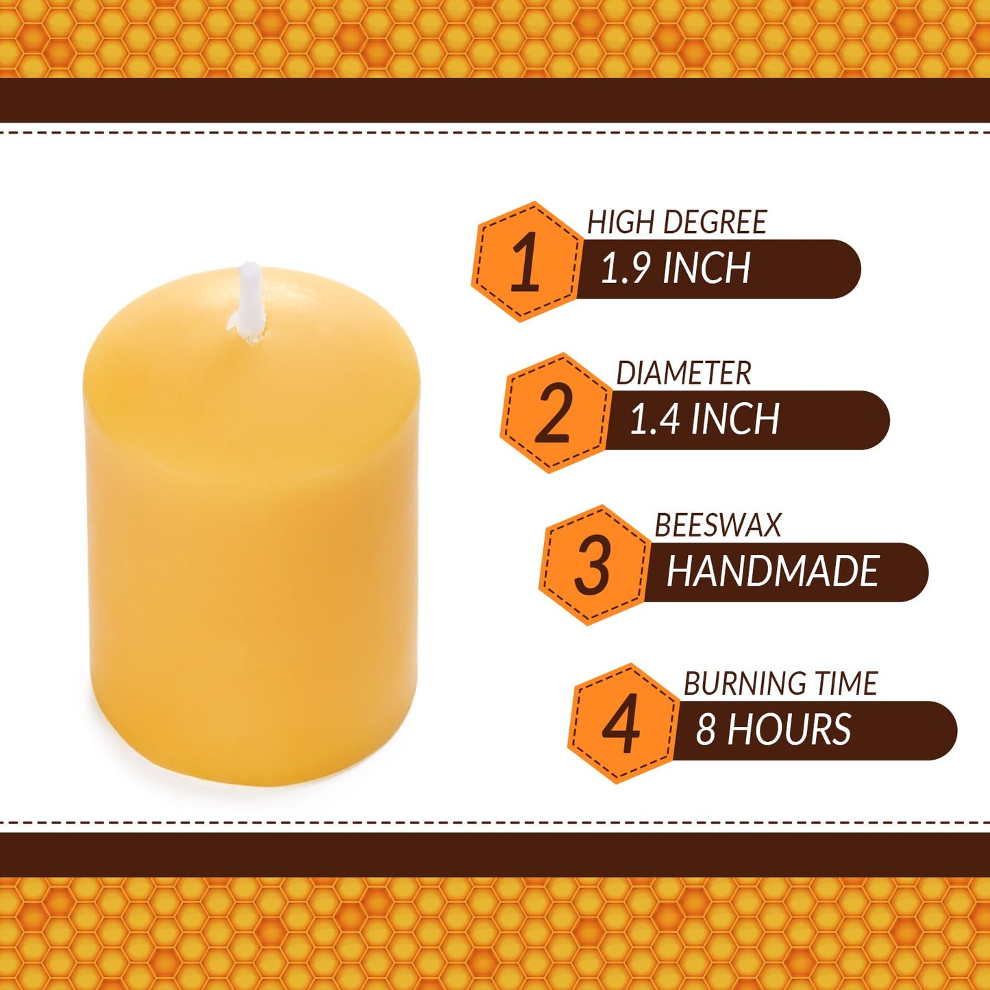 Beeswax Votive Candles-6 Pack Natural Small Votives Set for Home Room Decor Party Wedding Spa Gift