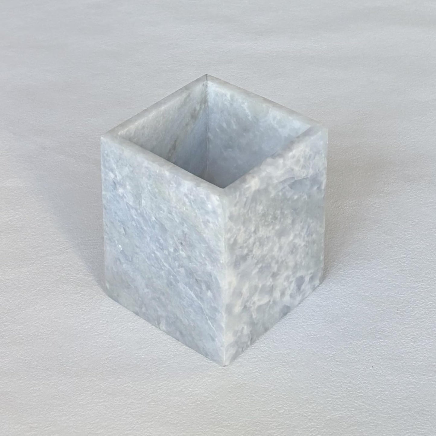 StonePlus Natural Marble Stone Square Storage Container Empty Vessel Holder Cup for Candle/Pens/Sundries items (Blue Crystal Marble)