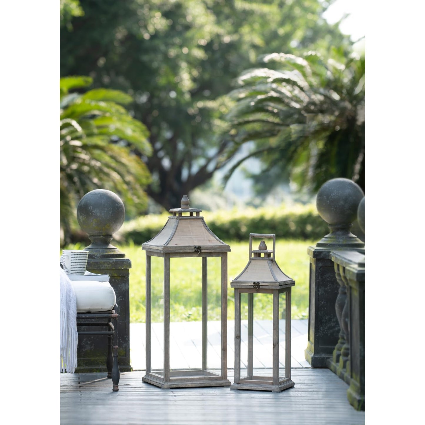 Wooden Candle Lantern Decorative - Ivory - Display Decorative Candles - Indoor Outdoor - Holiday Décor