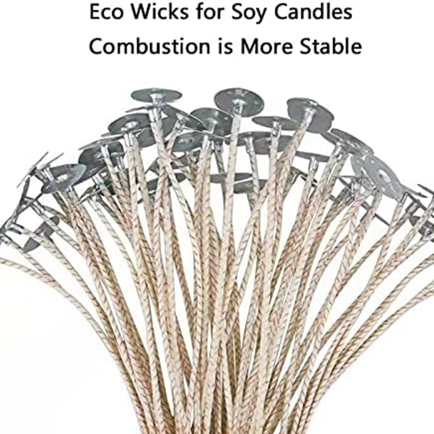100pcs ECO 4 Wicks for Soy Candles, 6 Inch Pre-Waxed With Base for Candle Making, Thick