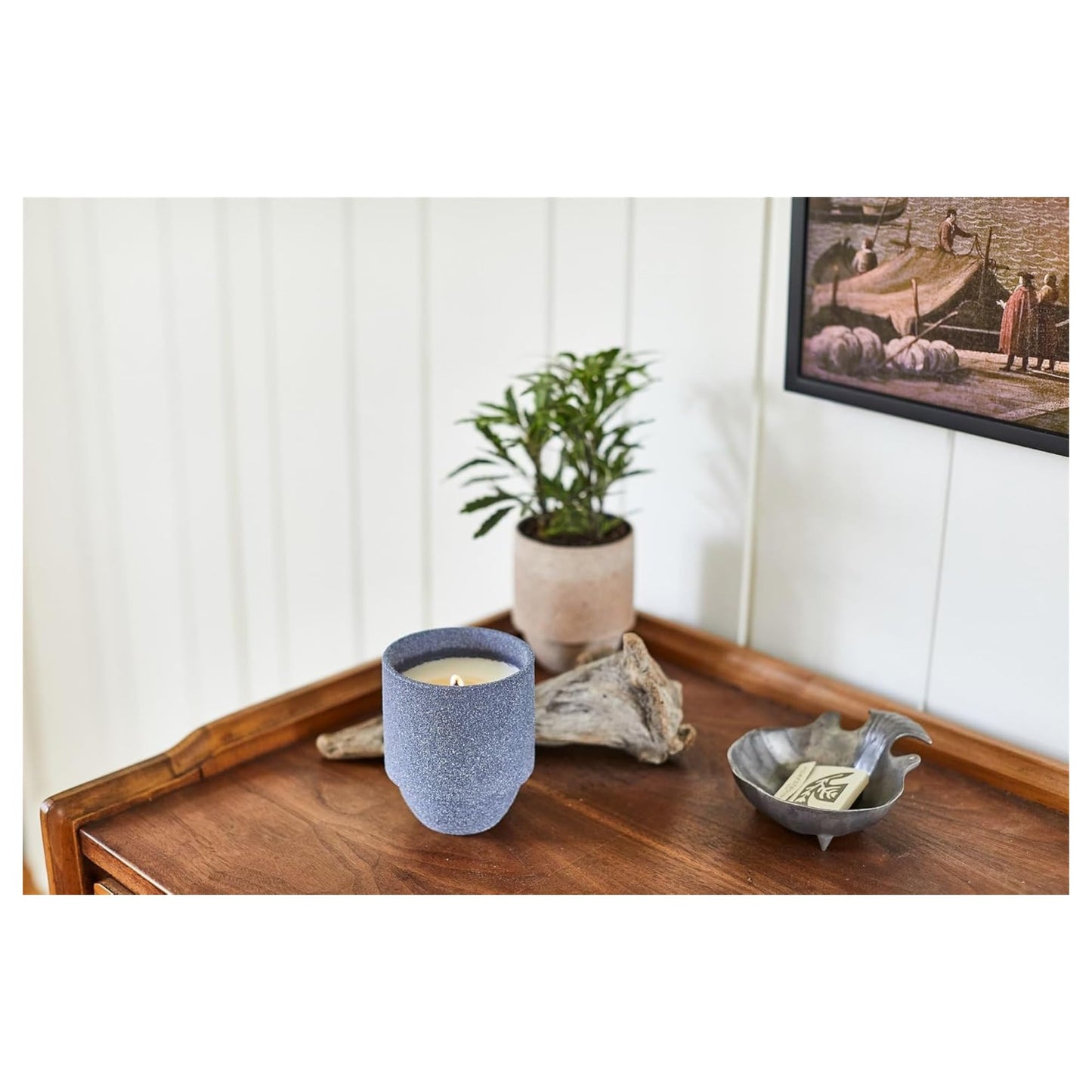 Paddywax Parks, Acadia Scented Candle in Reusable Ceramic Jar with Crackling Wood Wick, Soy Candle with Approx. 77 Hour Burn Time, Decorative Gift Candles for Home, Seagrass & Driftwood Scent, 11 oz