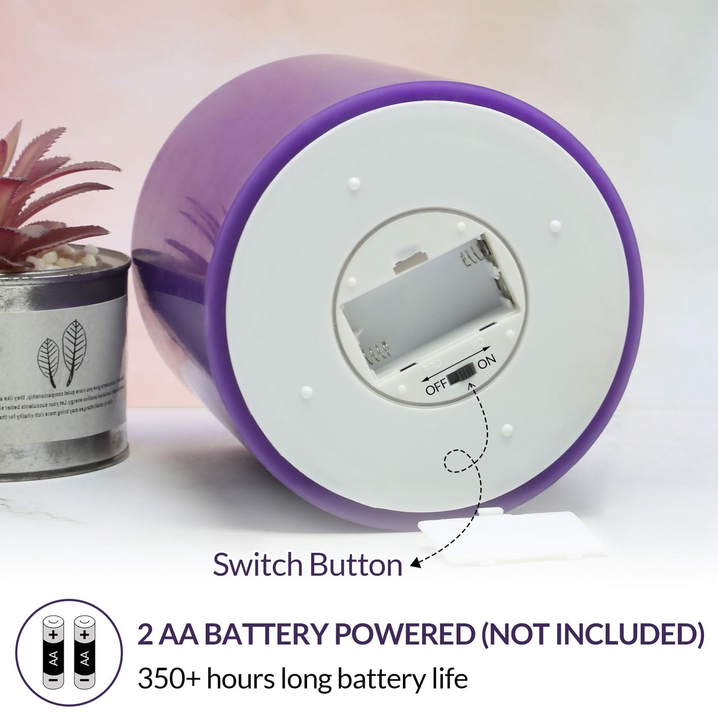 Eywamage 3 Wick Flameless Candle with Remote, Large Purple Candle, Real Wax Flickering LED Pillar Candle Φ 6" H 6"