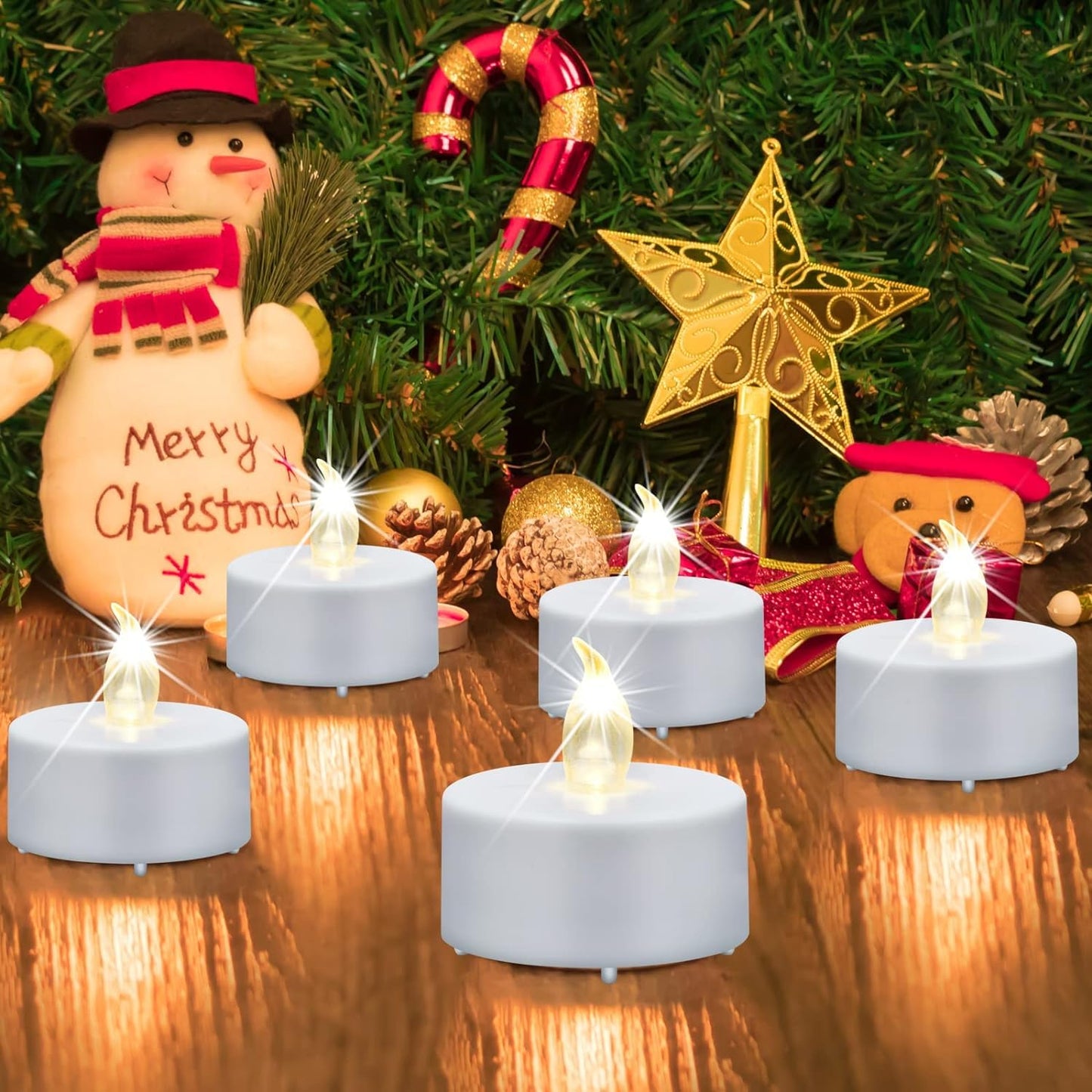 Nancia LED Tea Lights Candles- 100PACK Flameless Candles Realistic and Bright Flickering Long Lasting 200Hours for Holiday Celebration,Home Decoration Warm White