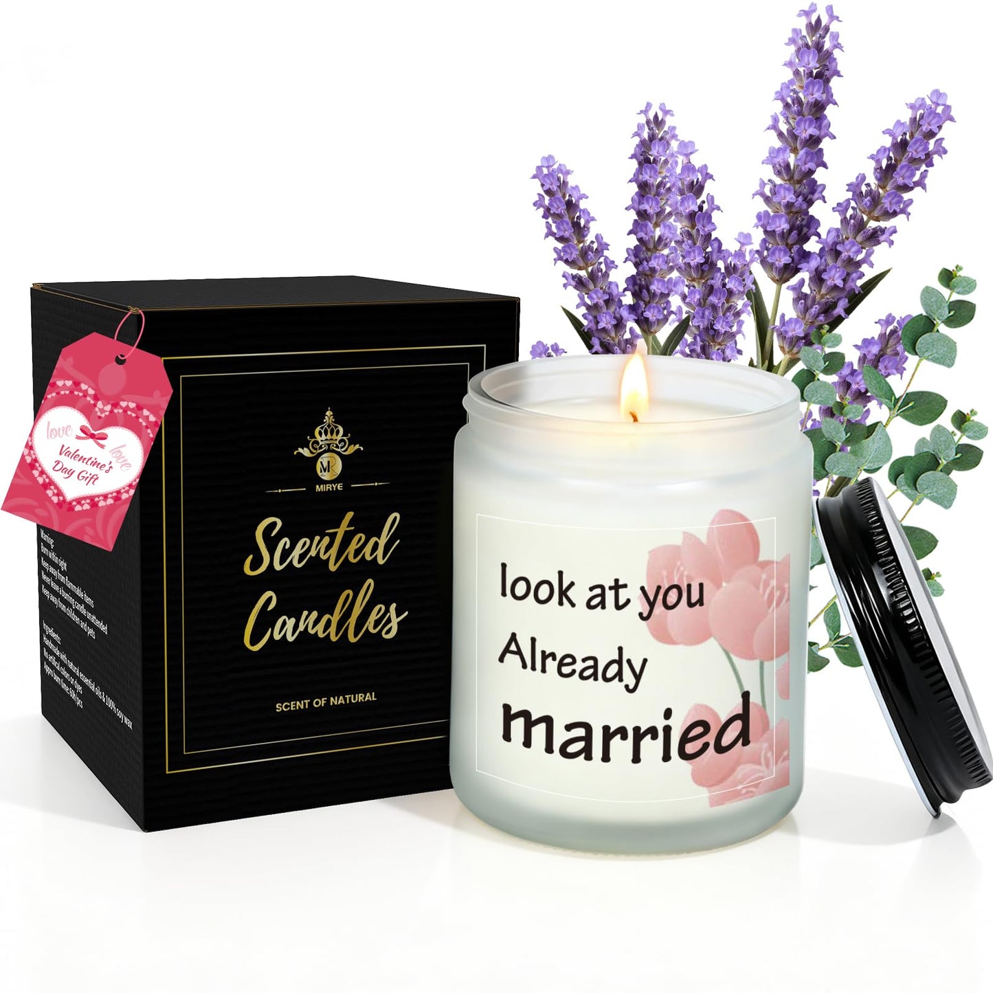 Lavender & Eucalyptus Scented Aromatherapy Candle - Natural Soy Wax, Long-Lasting, Ideal Newlywed Gift for Friend on Wedding/First Anniversary/Christmas
